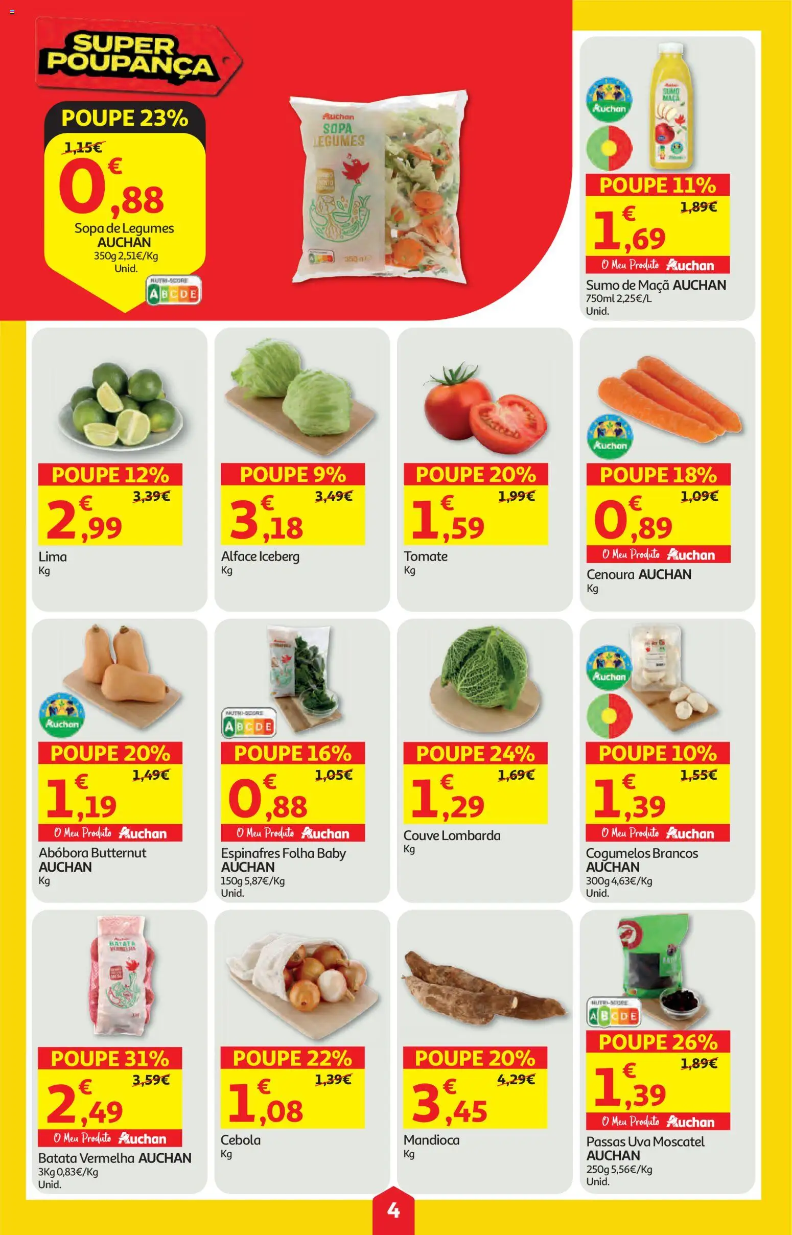 Auchan folheto │ válido de 05.02.2026 | Página: 4 | Produtos: Cebola, Tomate, Alface, Couve