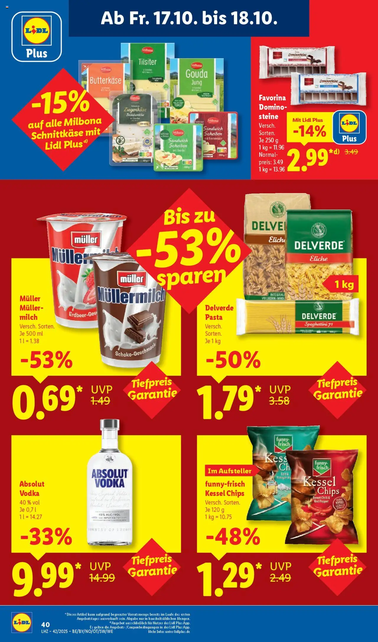 Lidl Prospekt Aarbergen – gültig ab 13.10.2025 | Seite: 64 | Produkte: Gouda, Funny frisch, Pasta, Vodka