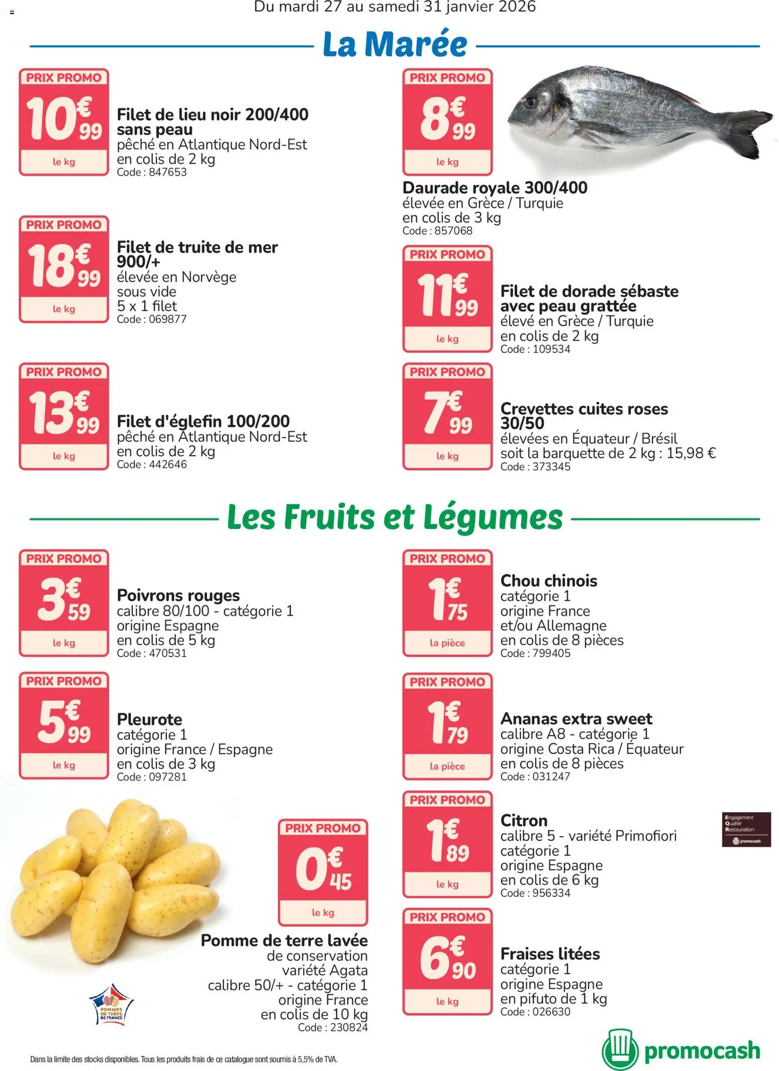 {H1} | Page: 2 | Produits: Pomme de terre, Crevettes, Pommes, Fraises