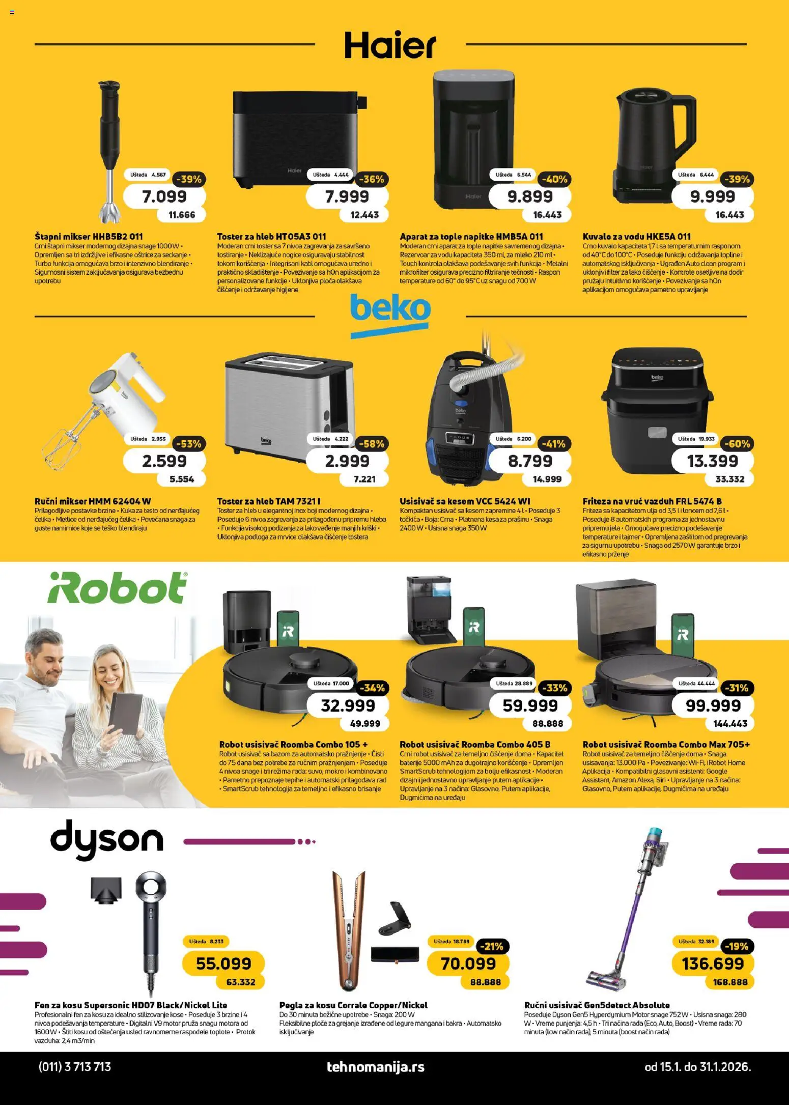 Tehnomanija katalog - važi od 15.01.2026 | Strana: 6 | Proizvode: Pegla za kosu, Mleko, Ručni mikser, Robot usisivač