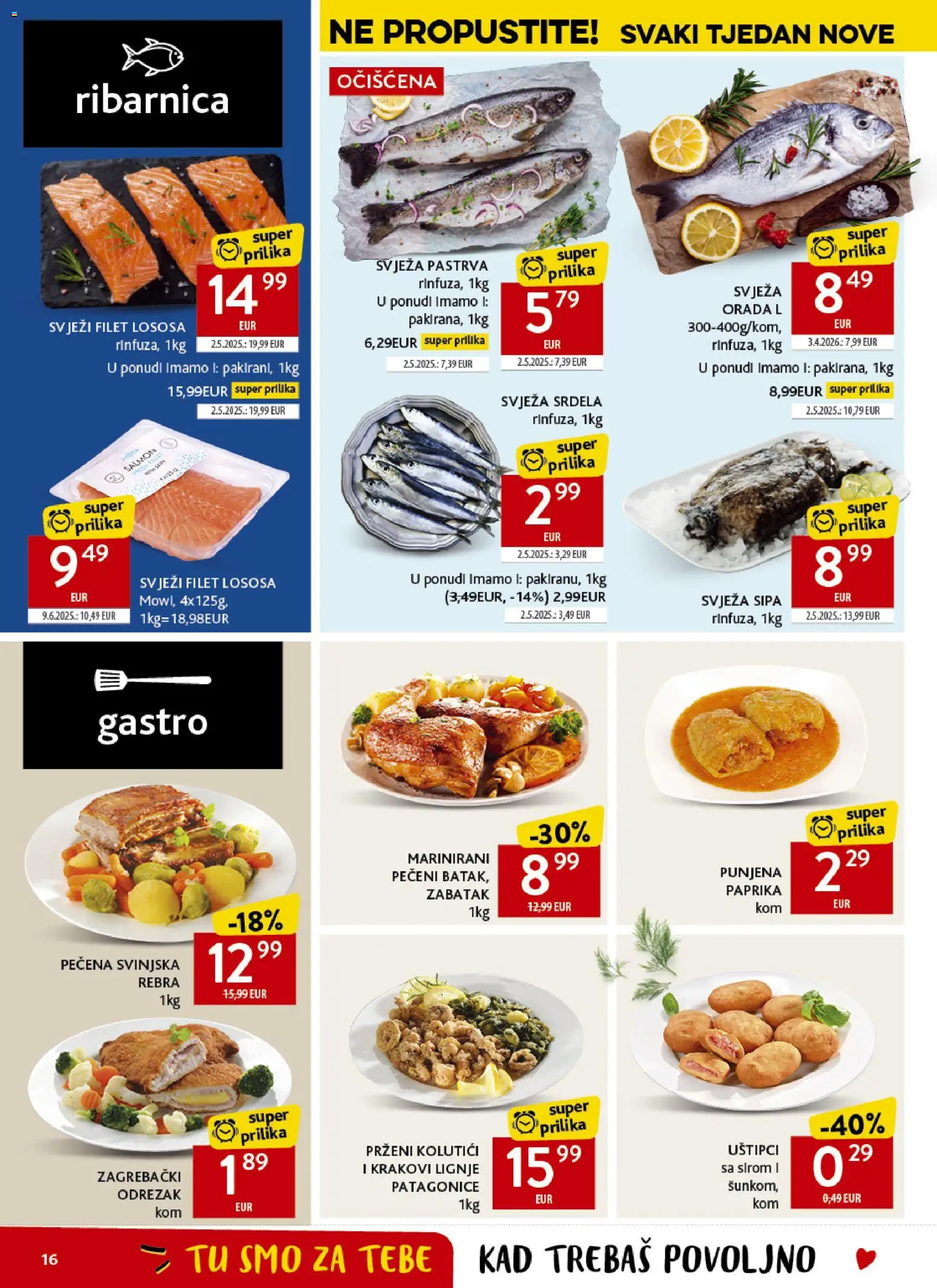 Konzum katalog | vrijedi od 22.04.2026 | Stranica: 16 | Proizvodi: Pastrva, Sipa, Paprika, Lignje