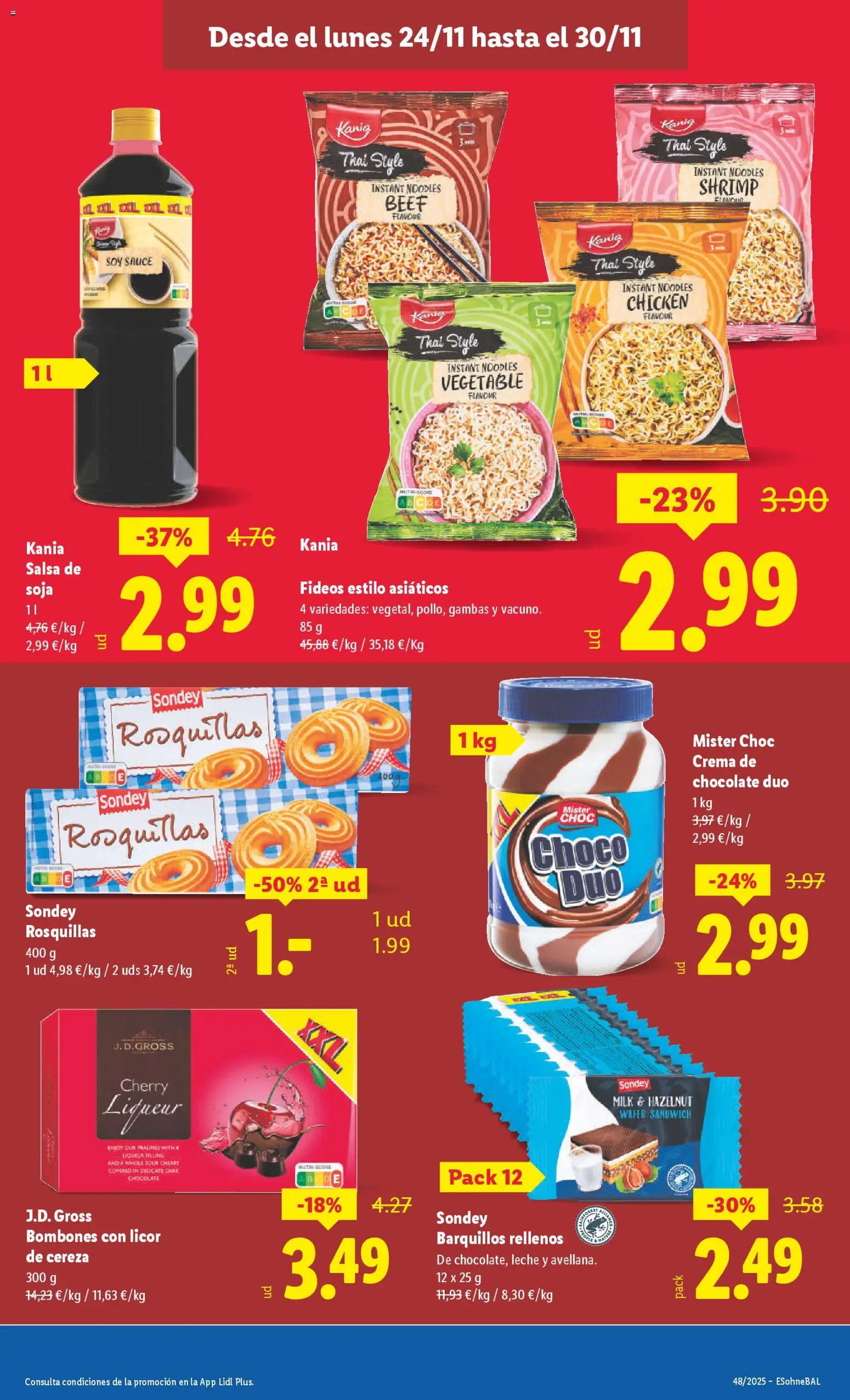 Lidl folleto │ válido desde el 24.11.2025 | Página: 9 | Productos: Licor, Leche, Chocolate, Fideos