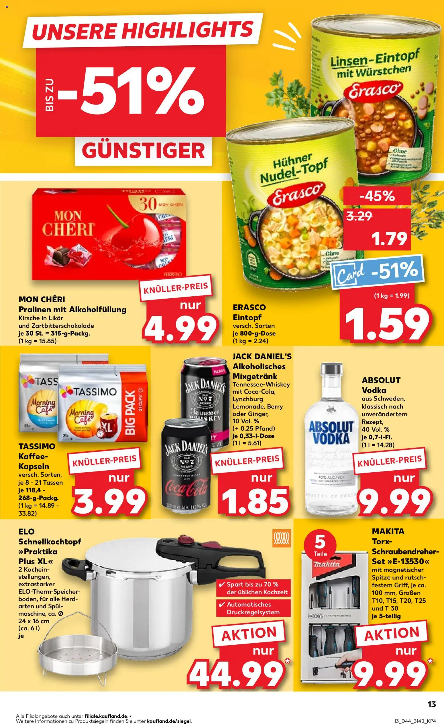 Kaufland prospekt Leipzig	 – gültig ab 30.10.2025 | Seite: 13 | Produkte: Likör, Vodka, Tassimo, Mon cheri