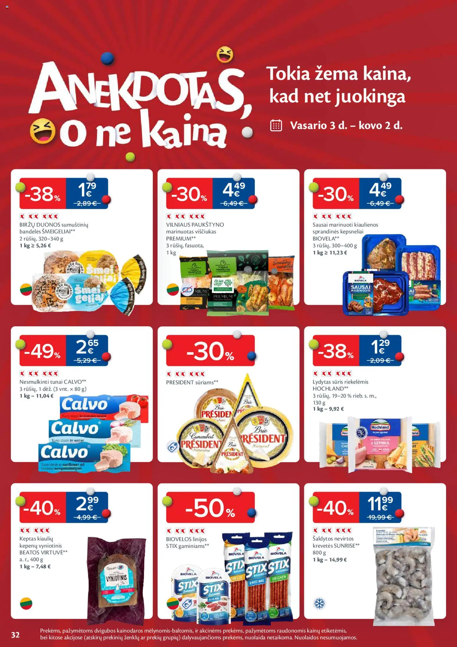 MAXIMA akcijos nuo 03.02.2026 | Puslapis: 32 | Prekių: Kiaulienos, Bandelės, Sūris, Lydytas sūris