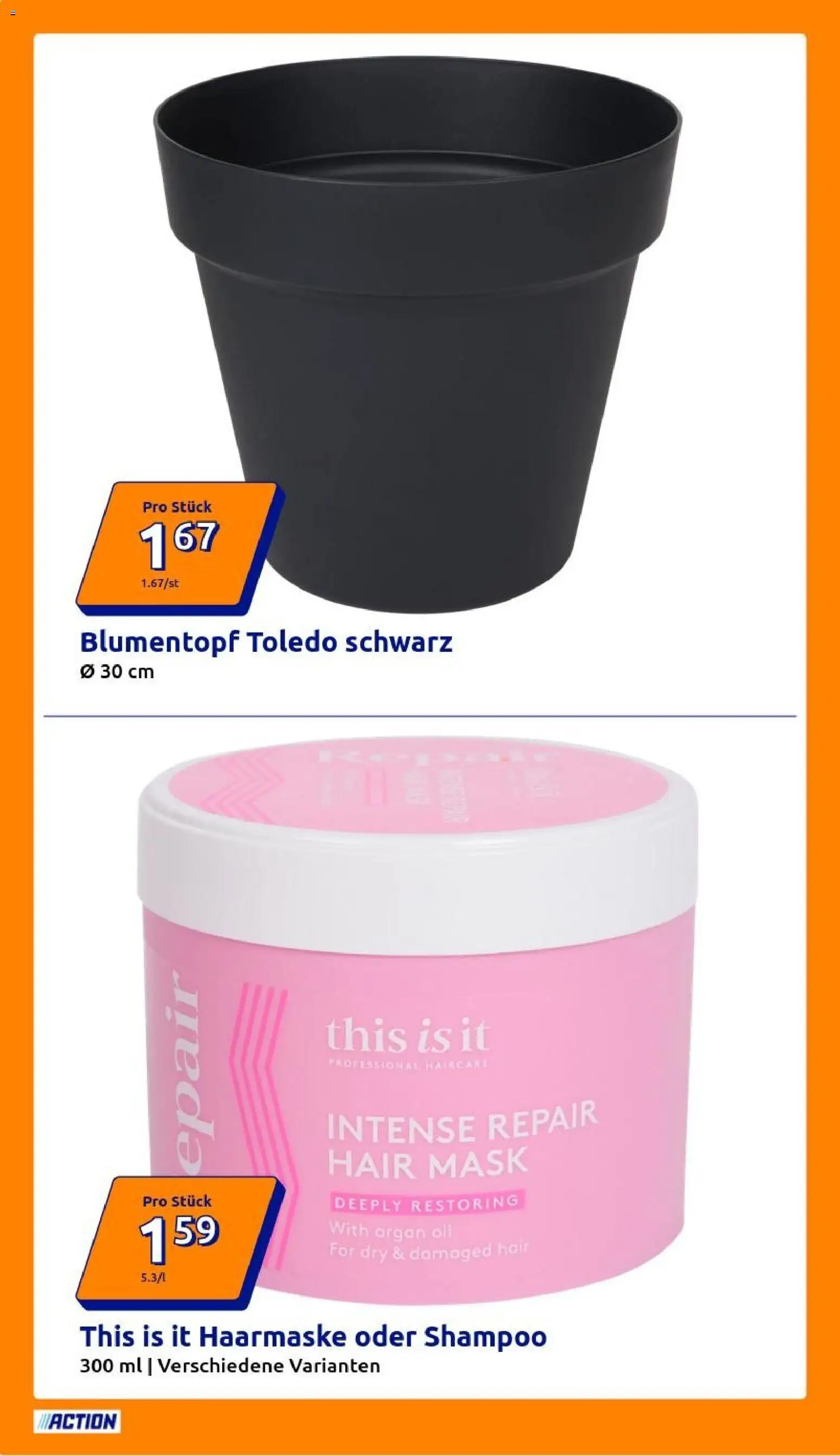 Action Prospekt – gültig ab 25.03.2026 | Seite: 2 | Produkte: Blumentopf, Shampoo, Haarmaske