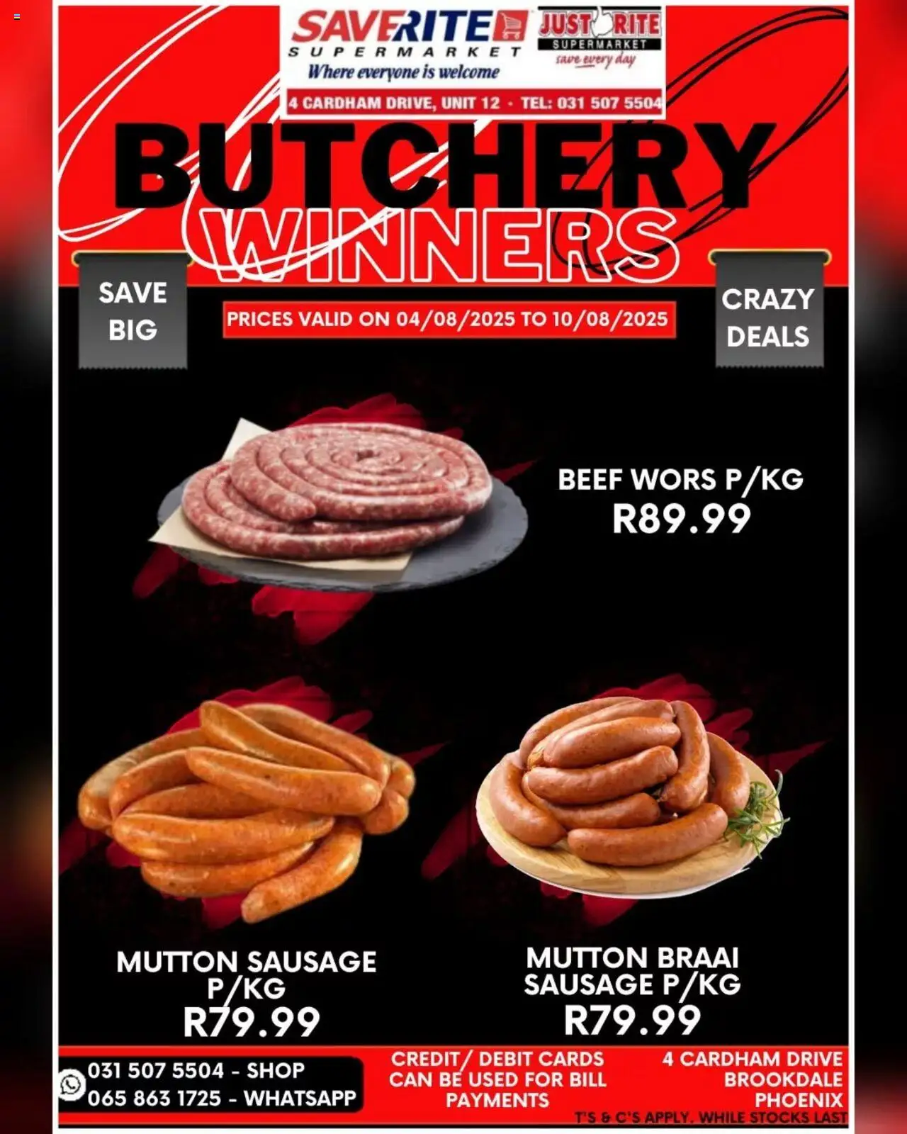 Saverite  Butchery Winners │ valid from 04.08.2025 | Page: 1 | Products: Beef, Sausage