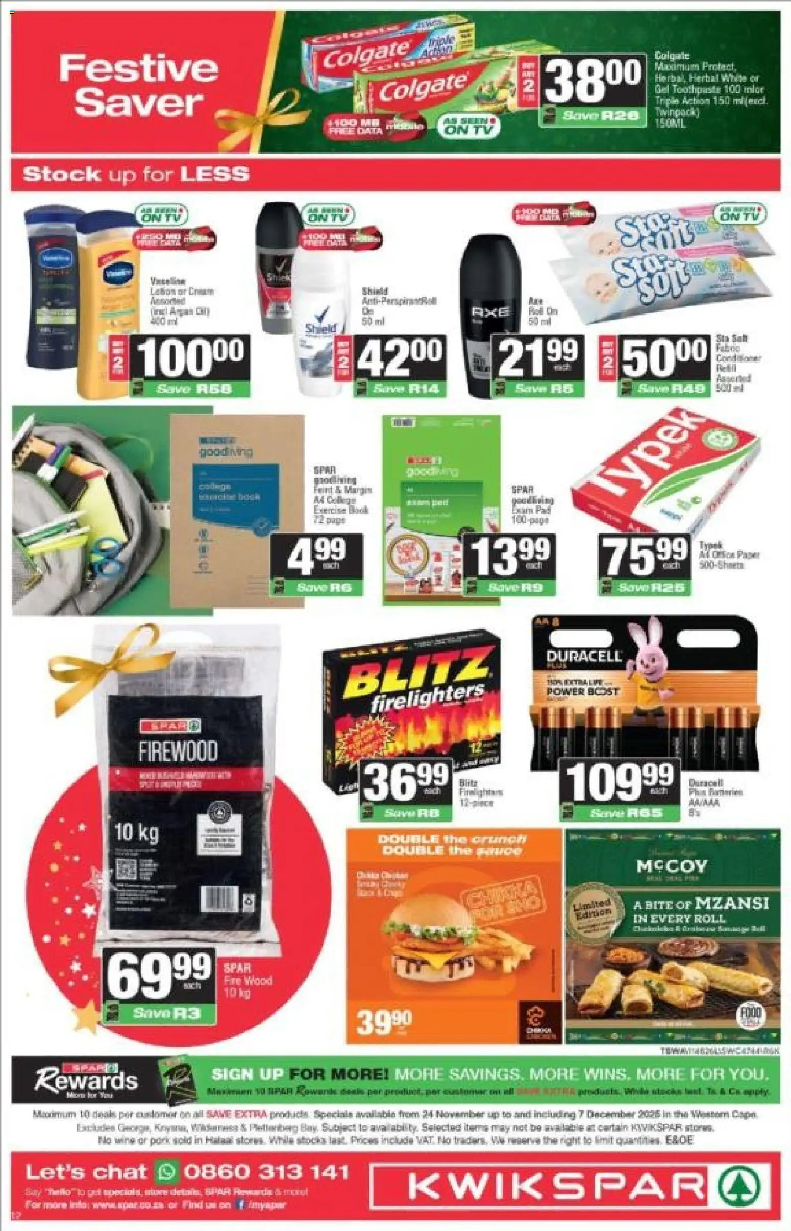 New KWIKSPAR catalogue – valid from 24.11.2025 | Page: 4 | Products: Wine, Pork, Toothpaste, Sauce