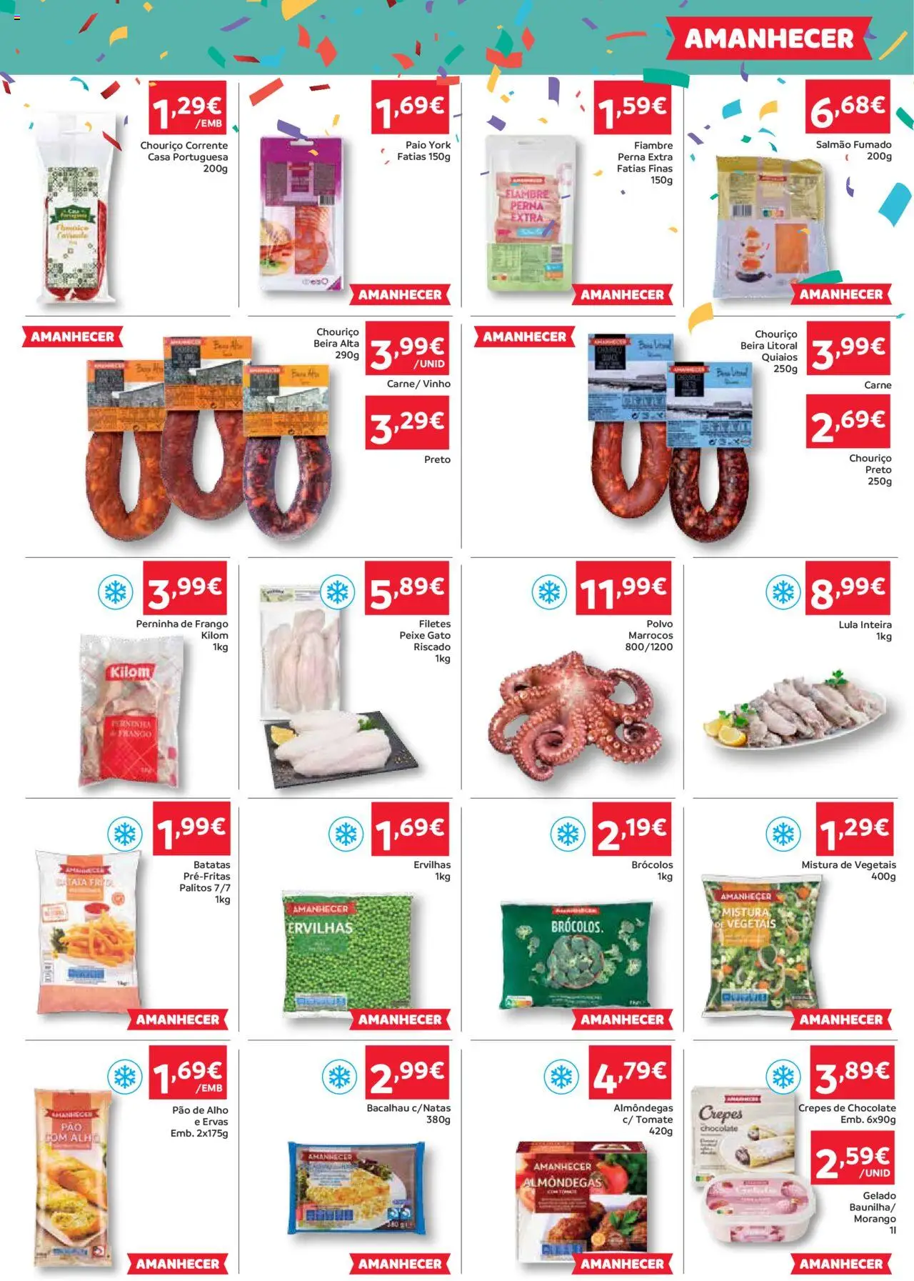 Amanhecer Folheto Madeira │ válido de 09.10.2025 | Página: 3 | Produtos: Frango, Salmão, Pão, Chocolate