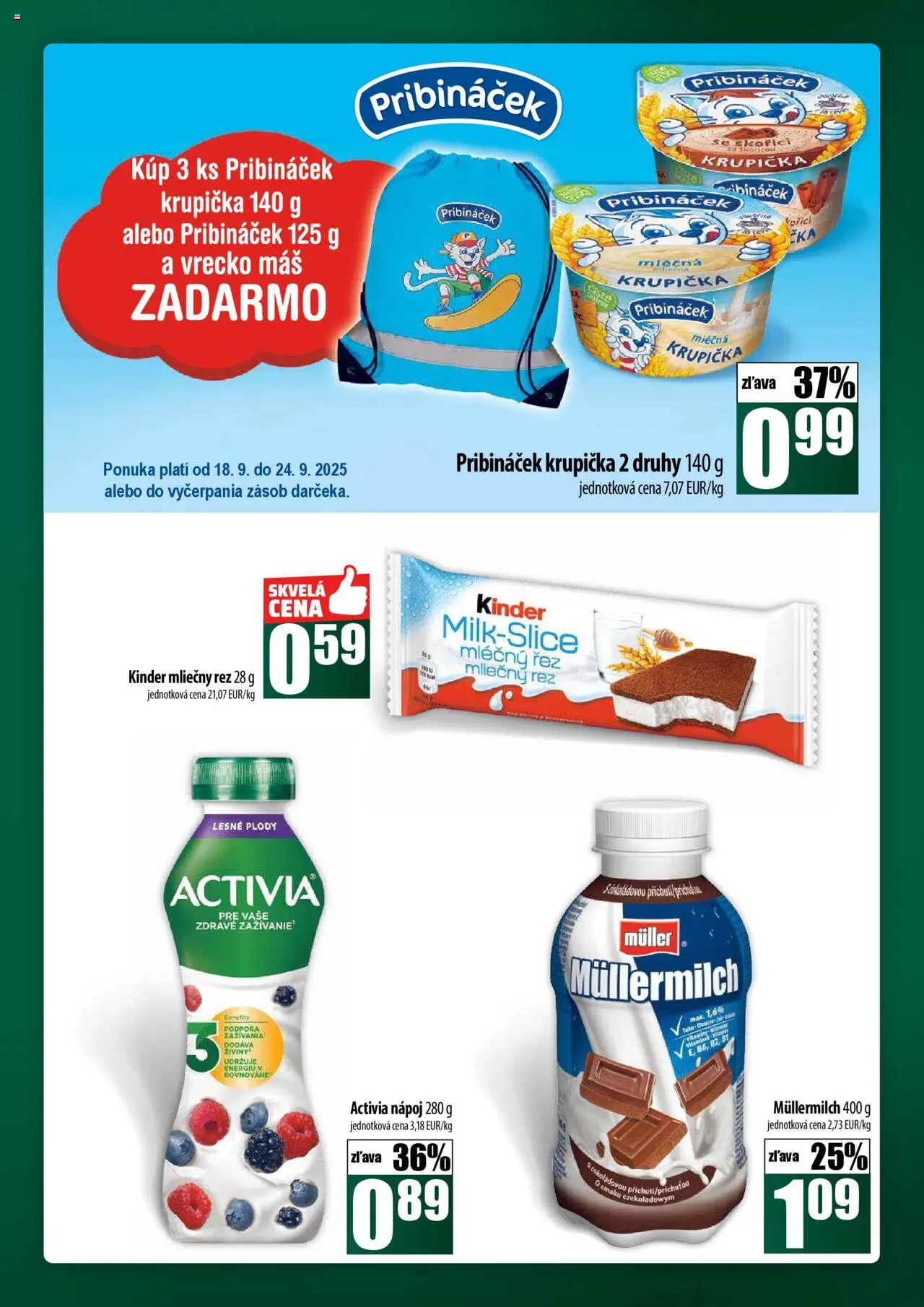 Nové COOP Jednota akcie – leták je platný od 18.09.2025 | Strana: 27 | Produkty: Kinder