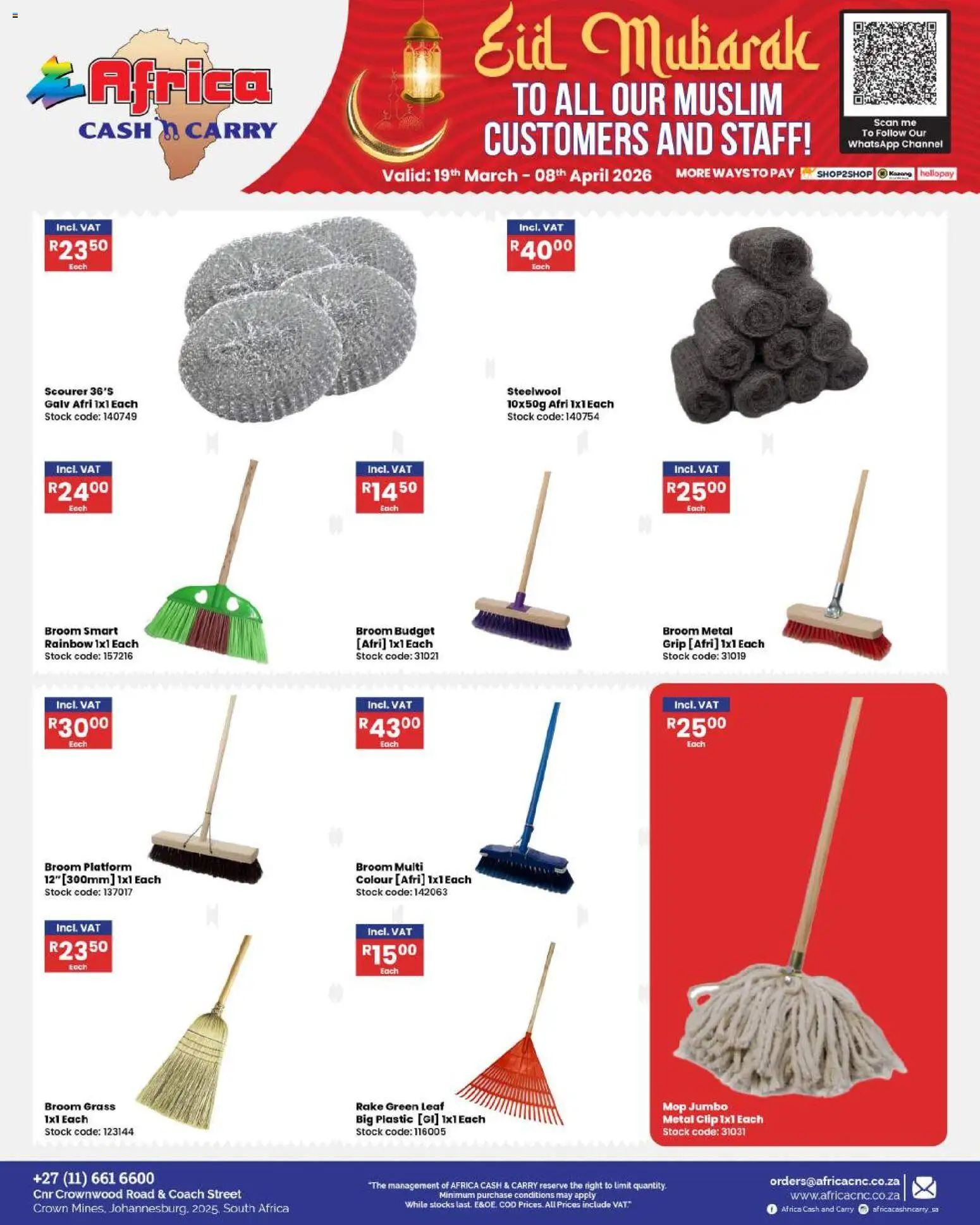 New Africa Cash & Carry catalogue – valid from 19.03.2026 | Page: 108 | Products: Broom, Mop, Stock
