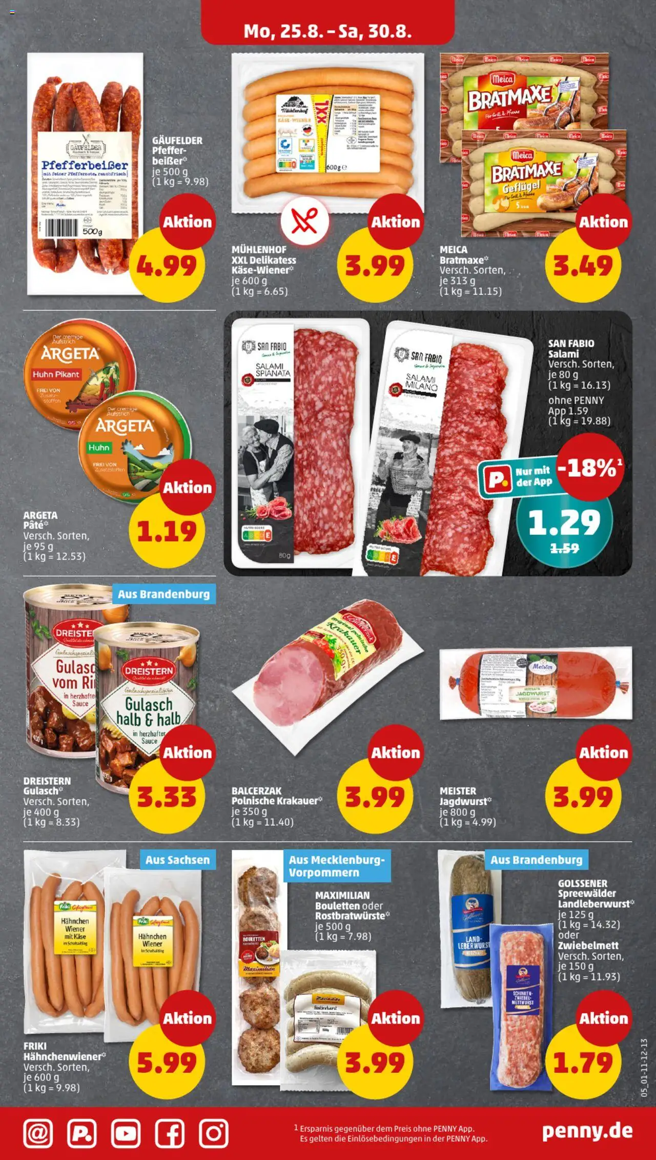 Penny Prospekt 	 - gültig ab dem 25.08.2025 | Seite: 5 | Produkte: Käse, Gulasch, Pfeffer, Schinken