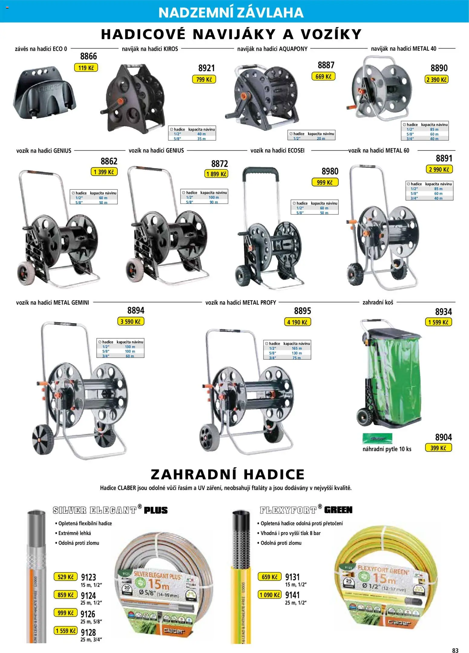 Hecht katalog - Jaro - léto 2026 od 19.02.2026 | Strana: 83 | Produkty: Závěs, Naviják, Zahradní hadice, Koš