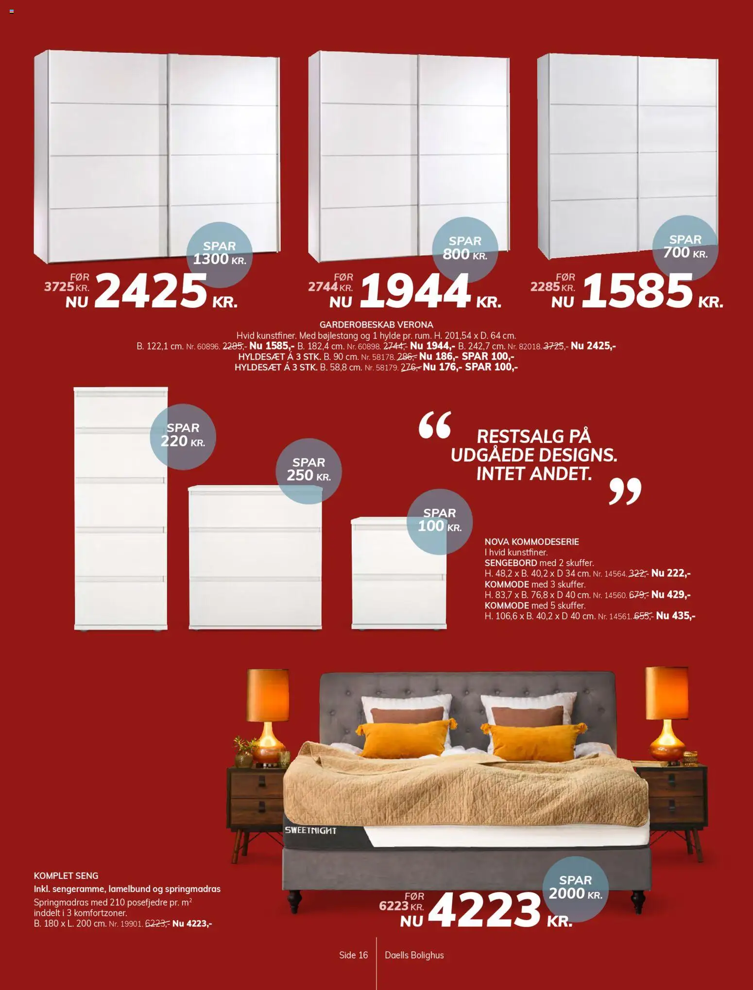 Daells Bolighus tilbudsavis – gyldig fra 14.01.2026 | Side: 16 | Produkter: Seng, Kommode, Sengebord, Hylde
