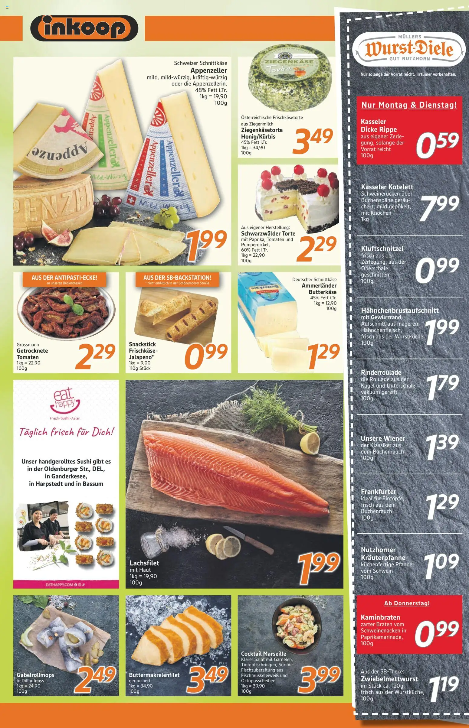 Inkoop Prospekt 	 – gültig ab 03.11.2025 | Seite: 3 | Produkte: Ziegenkäse, Schweinenacken, Tomaten, Frischkase