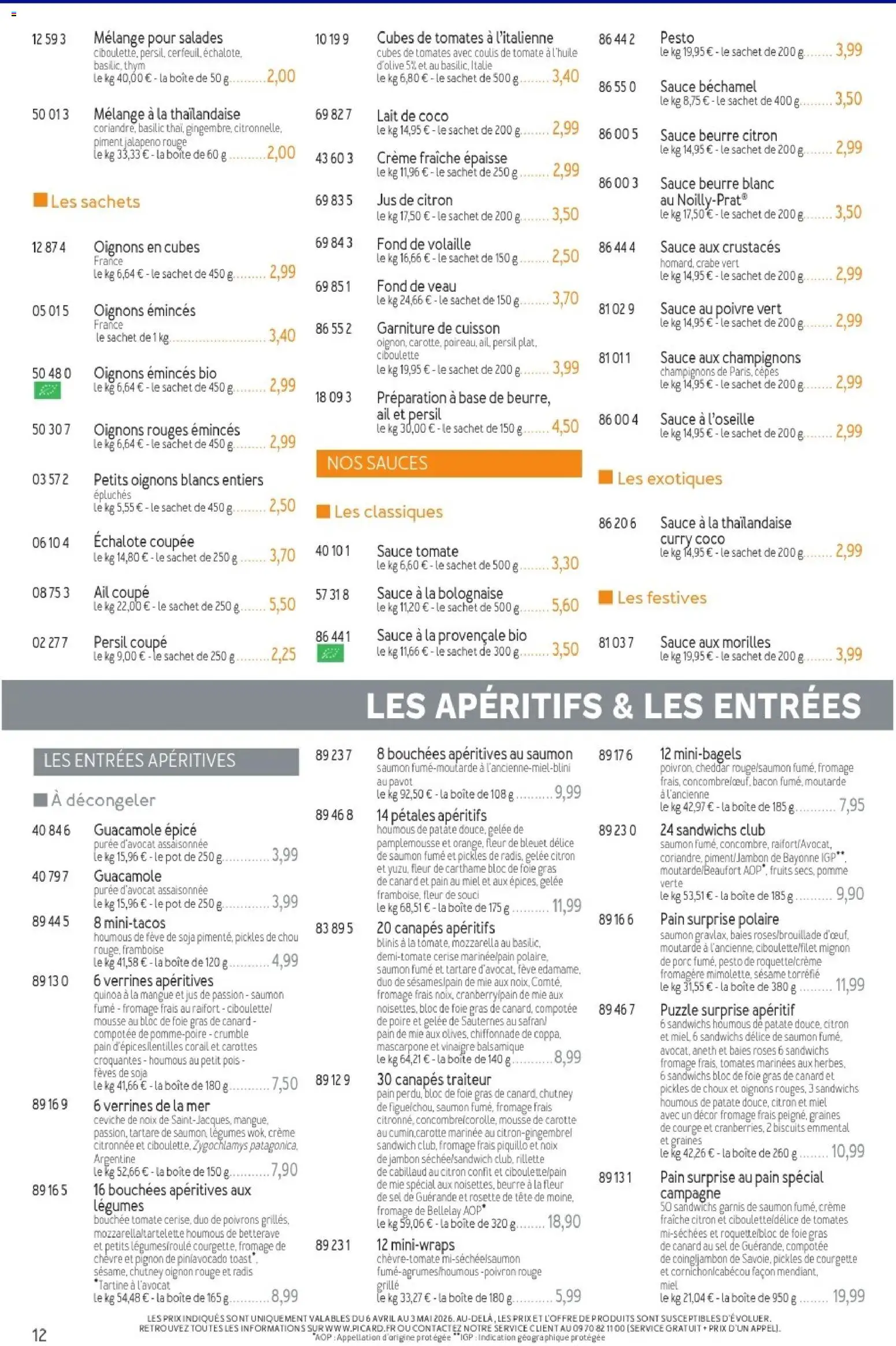 {H1} | Page: 12 | Produits: Courgette, Fève, Sandwich, Mousse