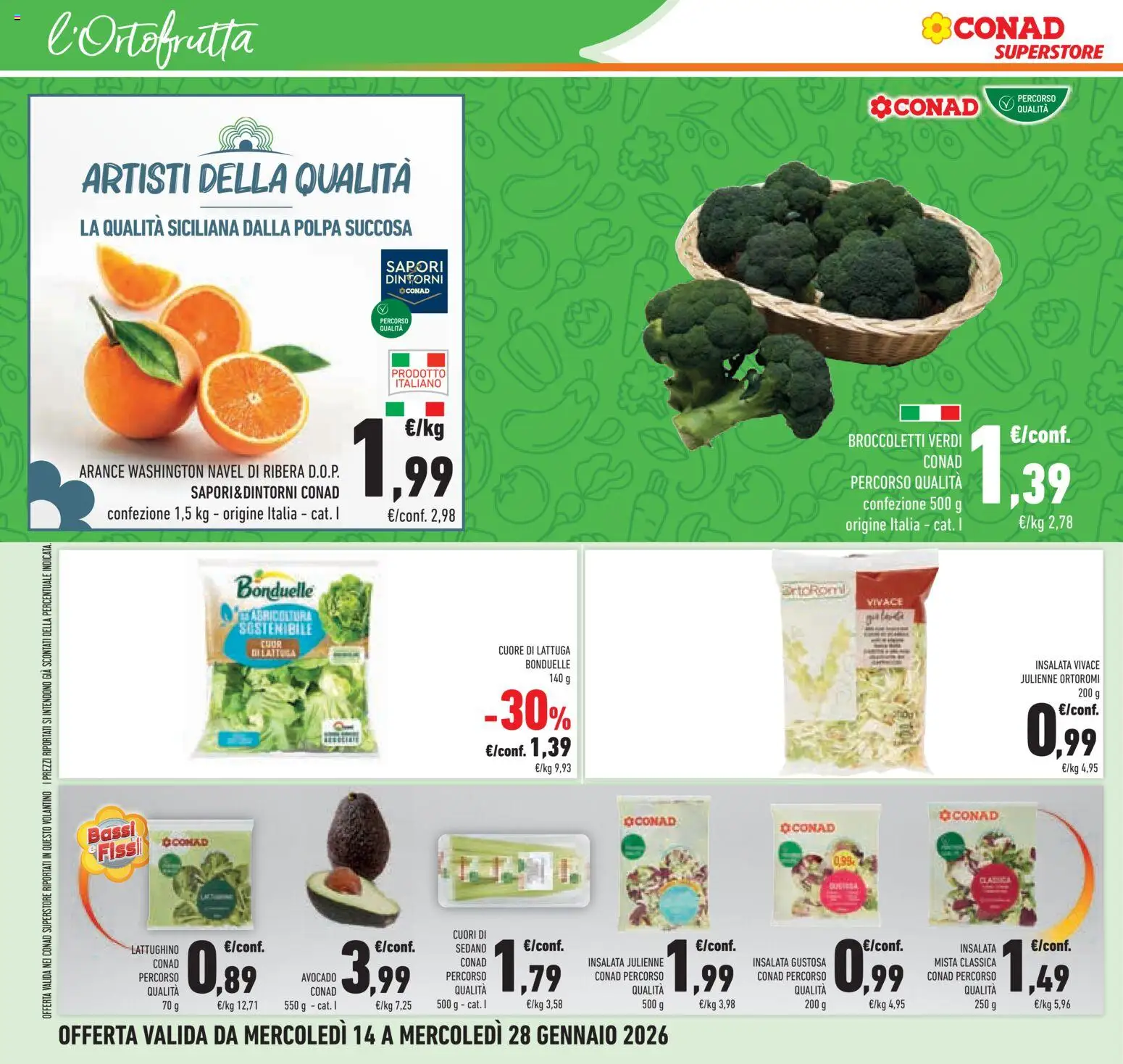 Volantino Conad del 14.01.2026 | Pagina: 12 | Prodotti: Insalata, Sedano, Broccoletti, Lattuga