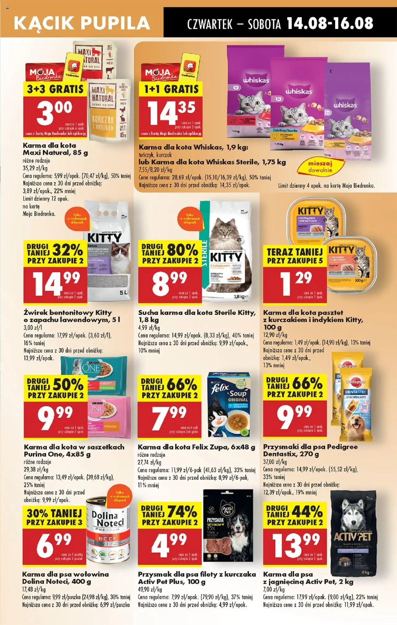 Biedronka gazetka - Oferta w tym tygodniu od 14.08.2025 | Strona: 67 | Produkty: Przysmaki dla psa, Activ pet karma, Żwirek bentonitowy, Wołowina
