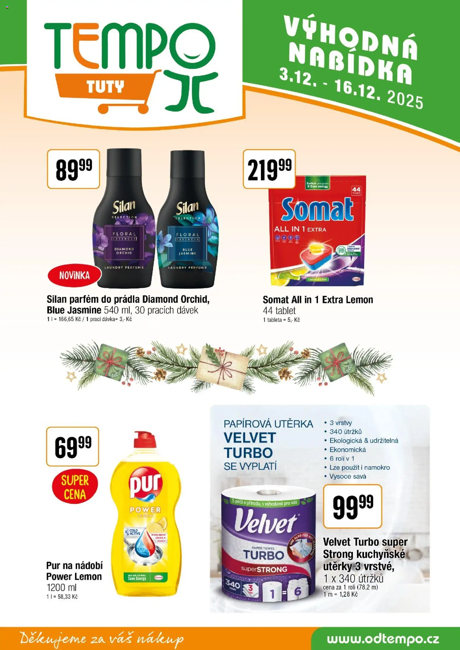 Tempo leták - Tuty od 03.12.2025 | Strana: 11 | Produkty: Nádobí, Silan, Velvet Turbo, Utěrka