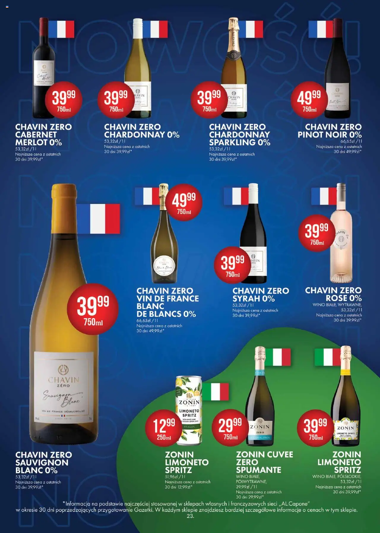 Al.Capone Gazetka od 08.09.2025 | Strona: 23 | Produkty: Chardonnay, Merlot, Wino