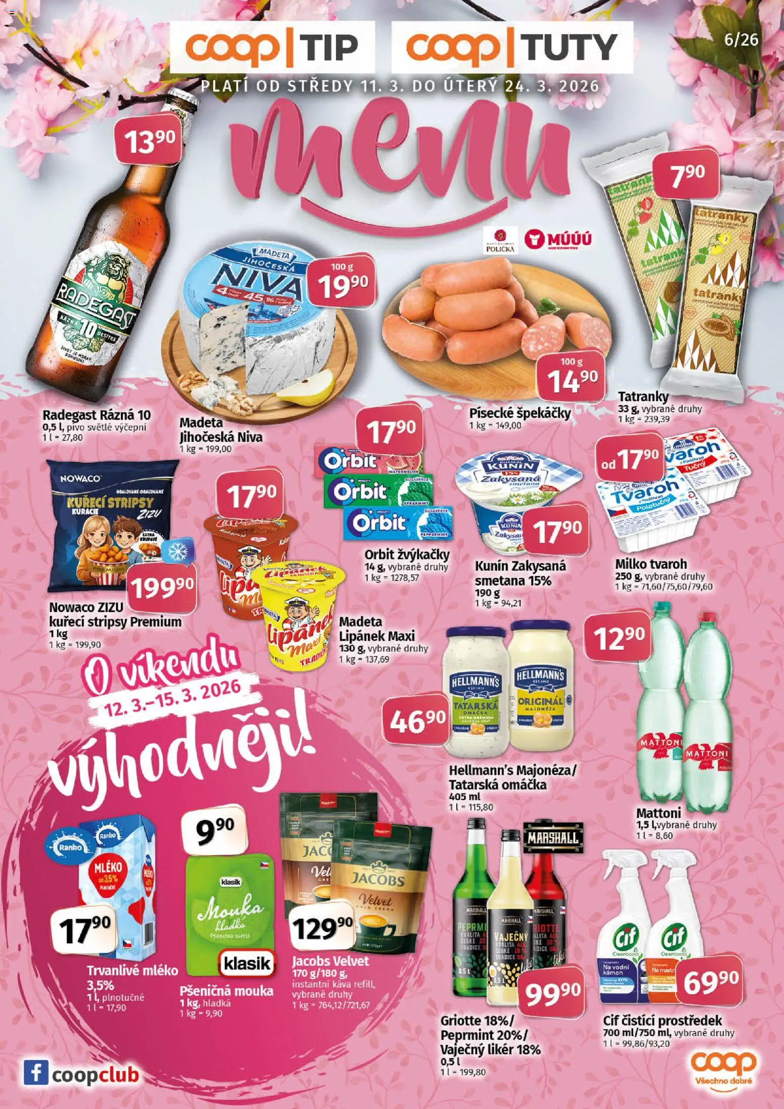 Coop leták - Tuty od 11.03.2026 | Strana: 1 | Produkty: Tatranky, Mattoni, Tatarská omáčka, Vaječný Likér