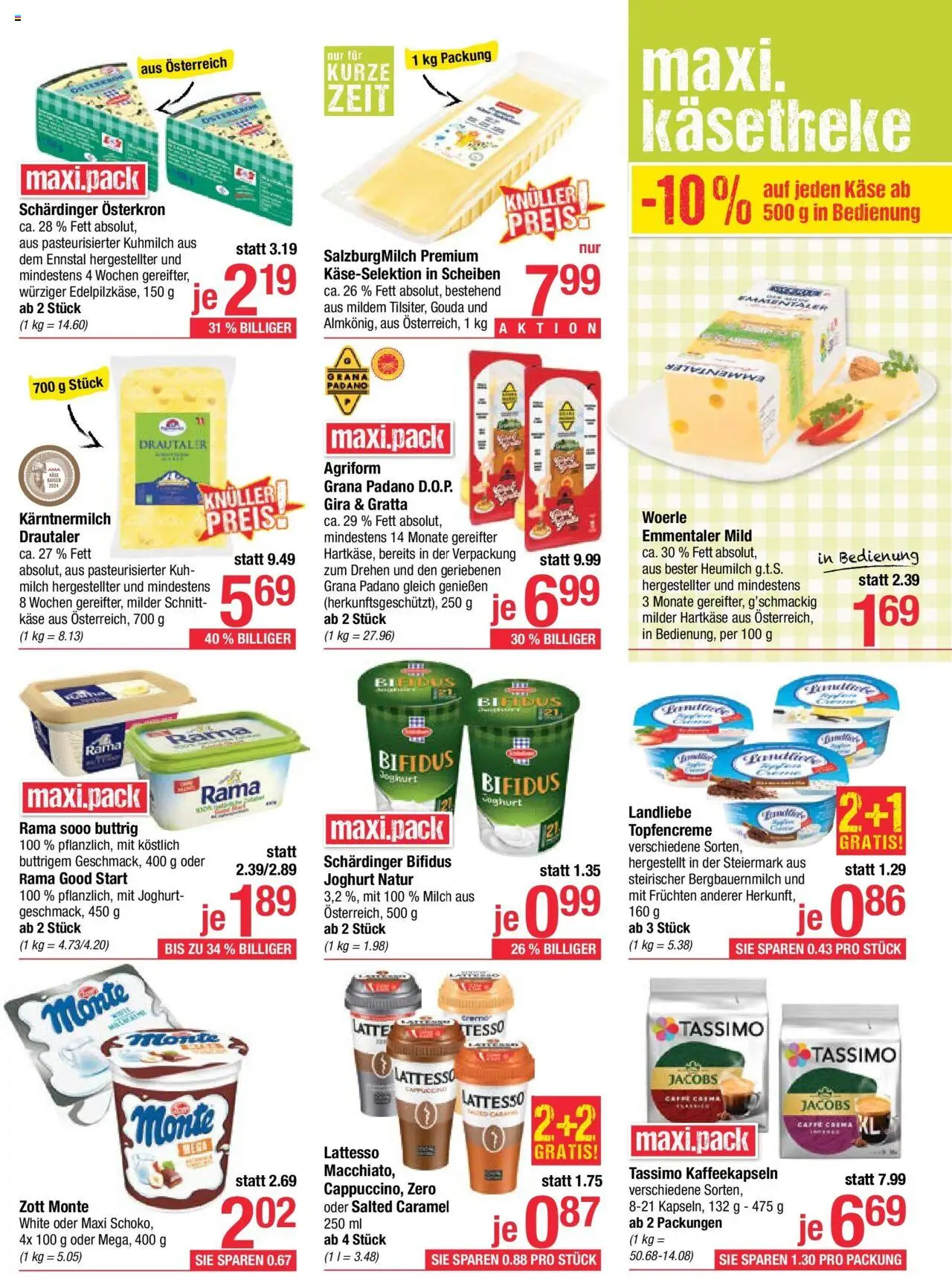 Maximarkt Flugblatt Flugblatt Anif, Bruck an der Großglocknerstraße gültig ab 11.08.2025 | Seite: 9 | Produkte: Milch, Käse, Joghurt