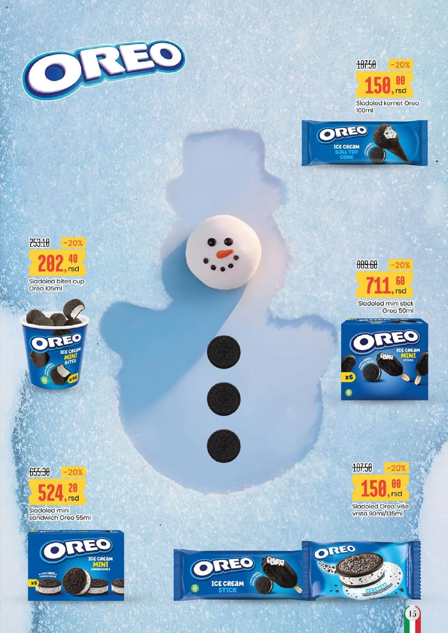 Aroma Market katalog - važi od 26.12.2025 | Strana: 15 | Proizvode: Sladoled, Oreo, Sladoled kornet