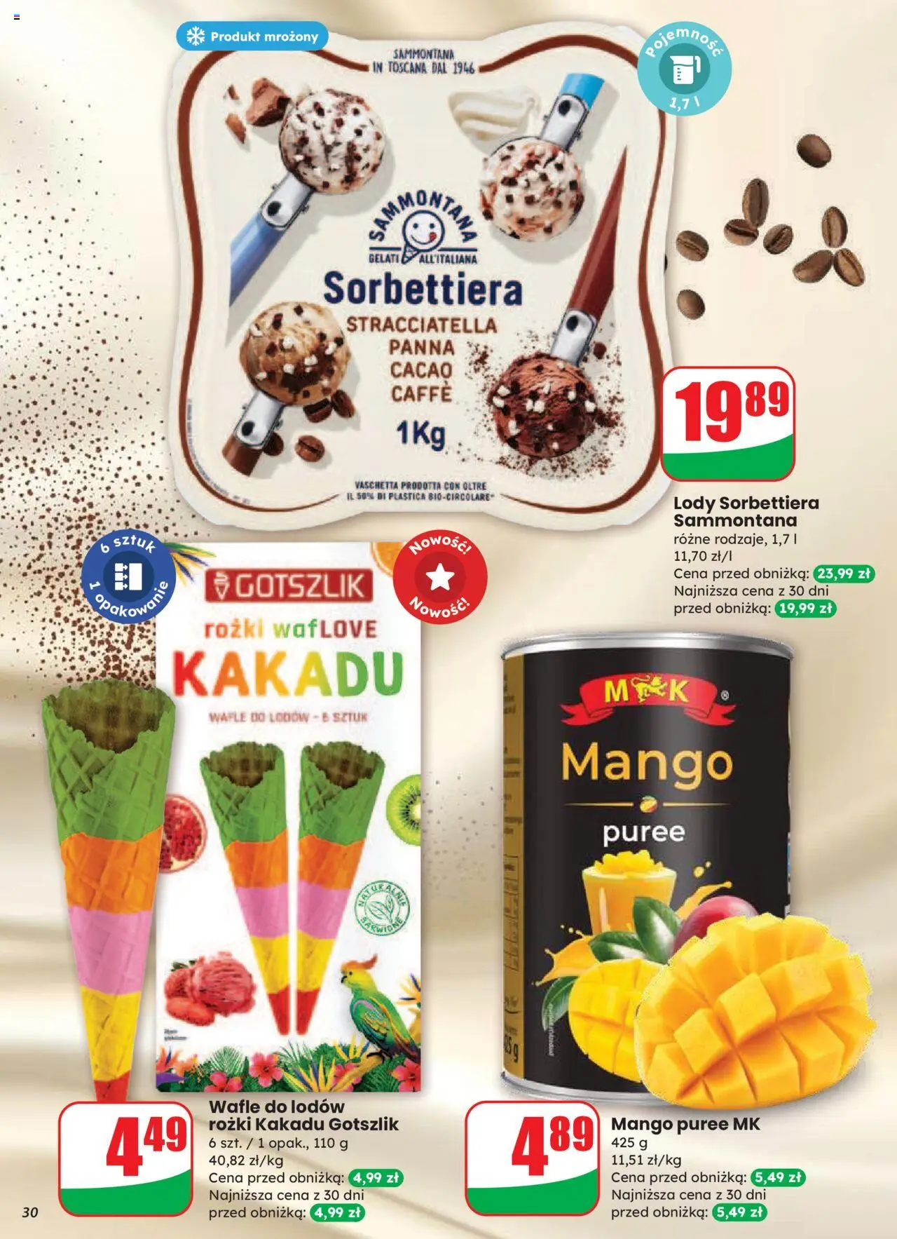 Dino Gazetka od 20.08.2025 | Strona: 30 | Produkty: Mango, Wafle, Lody
