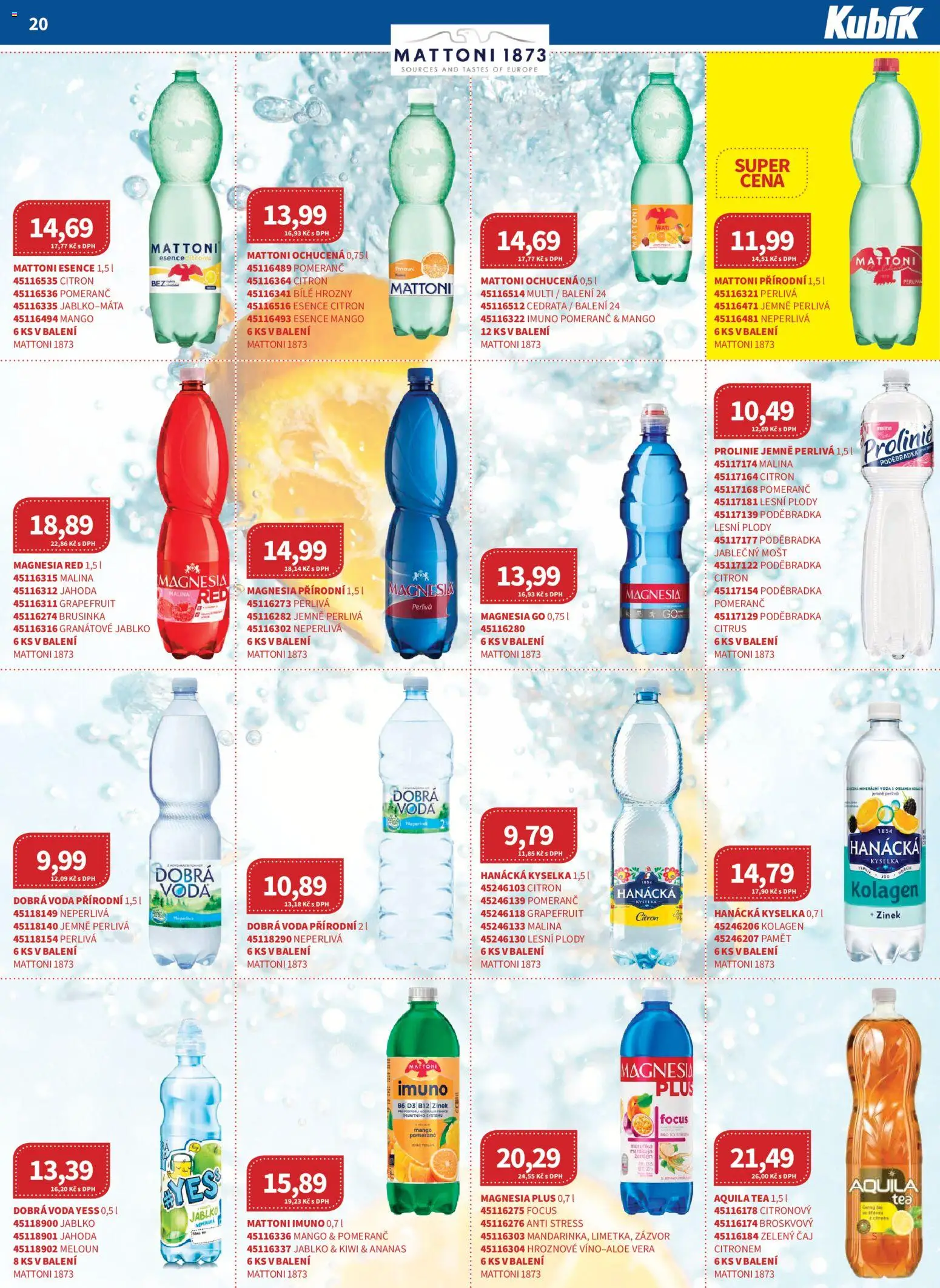 Kubík leták - Velkoobchod 01/2026 od 07.01.2026 | Strana: 20 | Produkty: Voda, Mošt, Zelený čaj, Hrozny