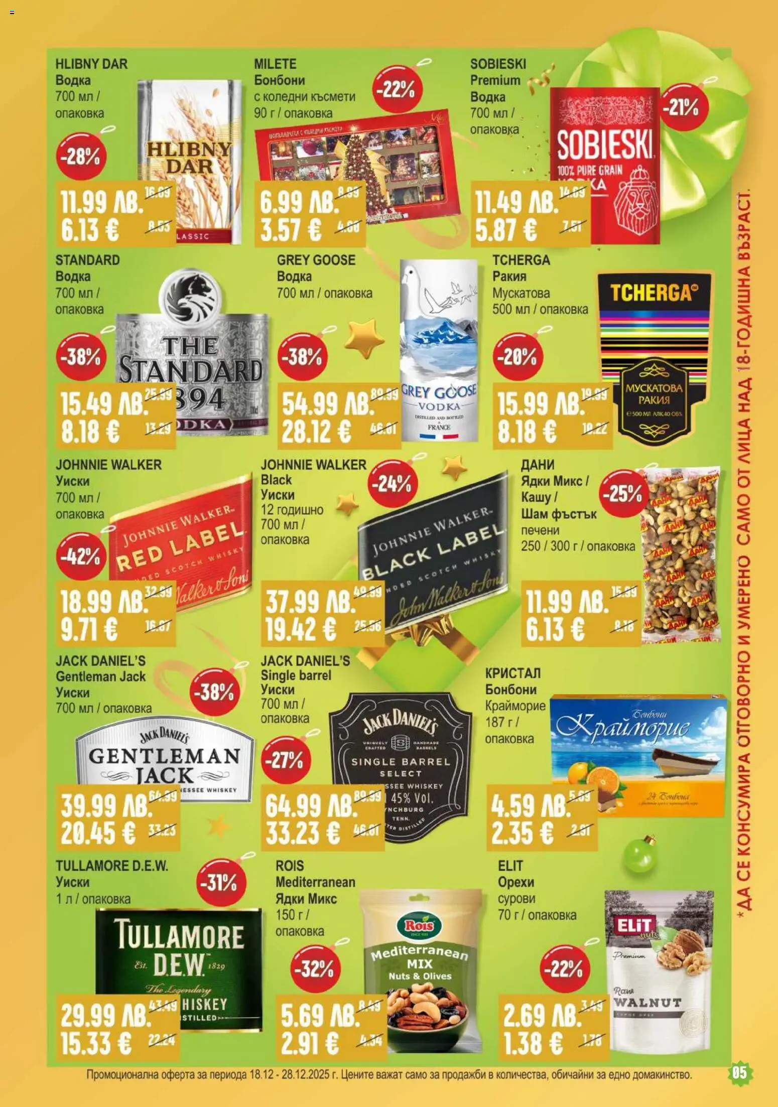 {H1} | Страница: 5 | Продукти: Ядки, Водка, Уиски, Кашу