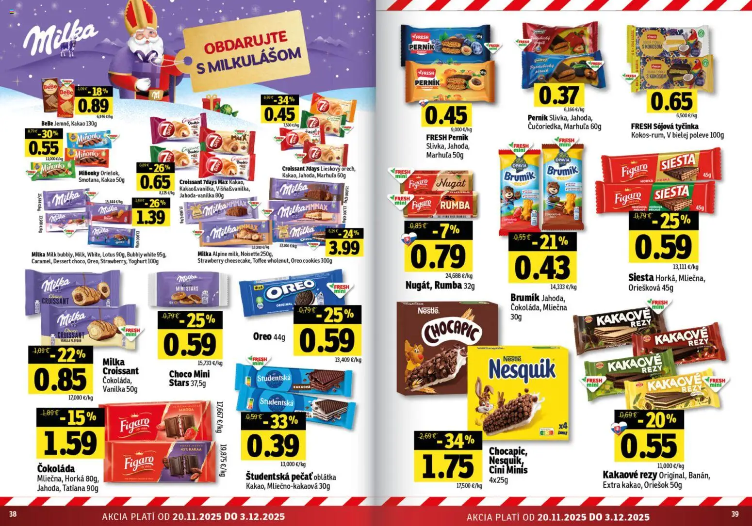 Nové Fresh akcie – leták je platný od 20.11.2025 | Strana: 20 | Produkty: Croissant, Čokoláda, Cini Minis, Kakao
