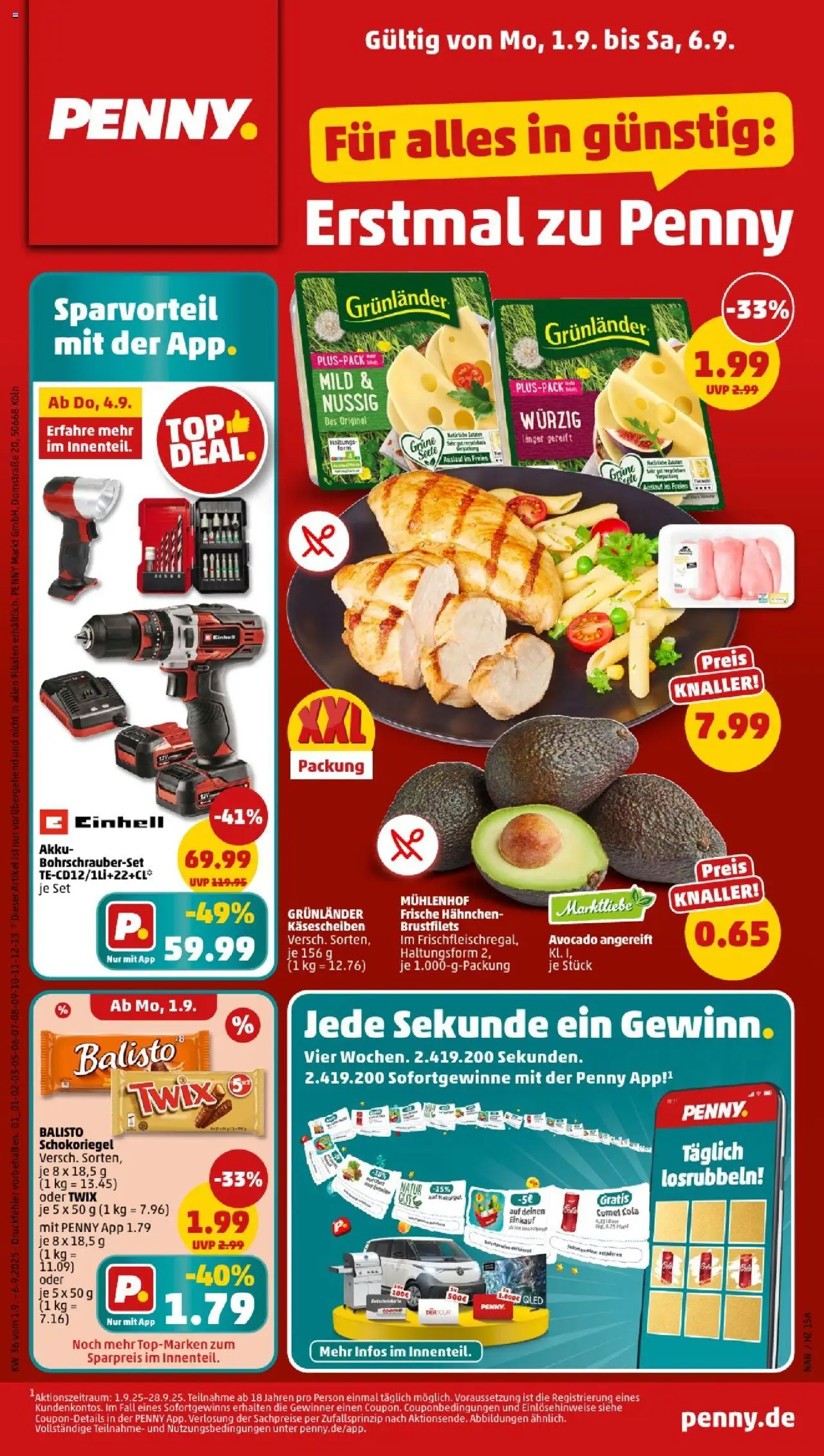 Penny -  Berlin - gültig ab dem 01.09.2025 | Seite: 1 | Produkte: Top, Twix, Avocado, Grunlander