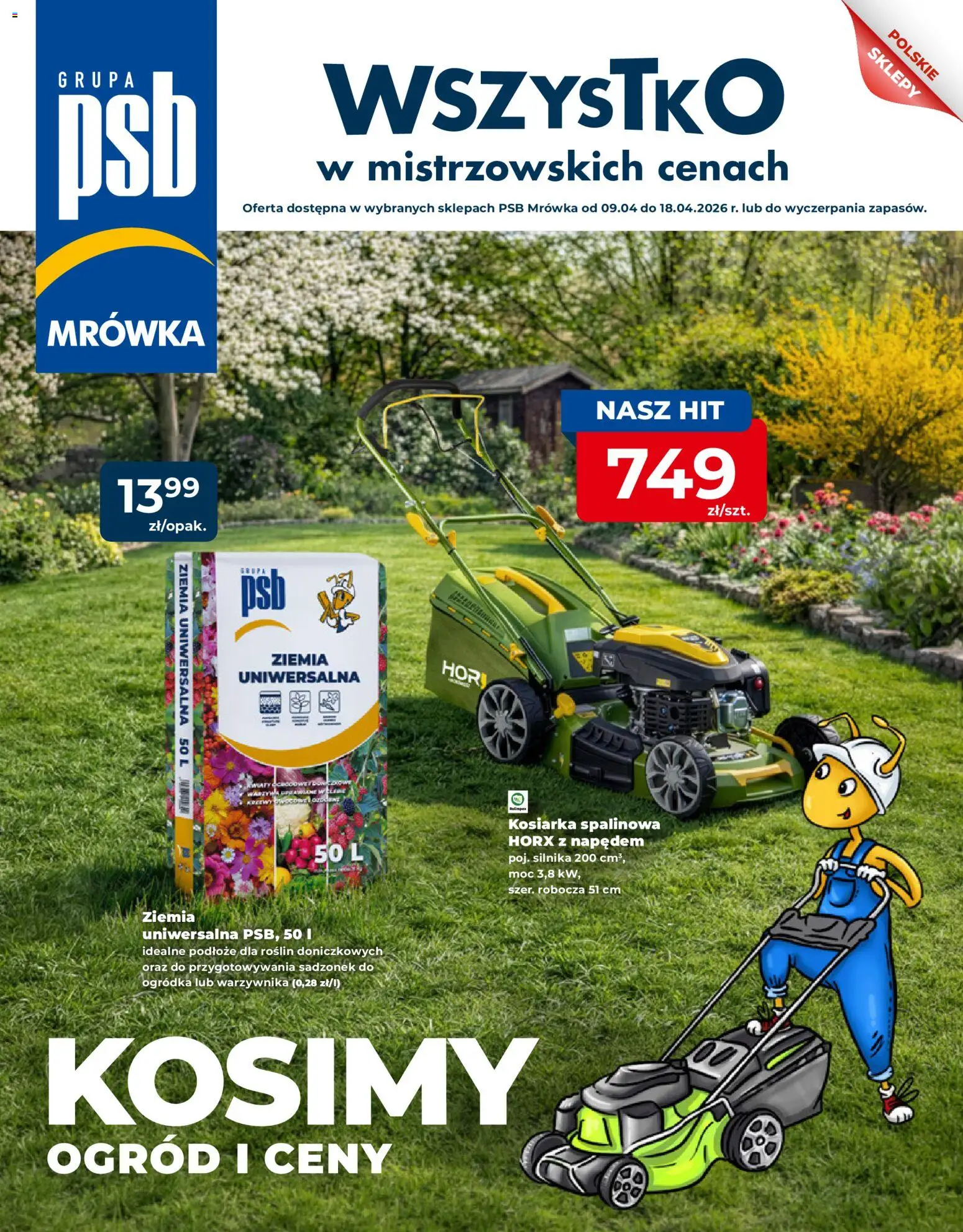 Mrówka gazetka - Elbląg od 09.04.2026 | Strona: 1 | Produkty: Ziemia uniwersalna, Kosiarka, Ziemia