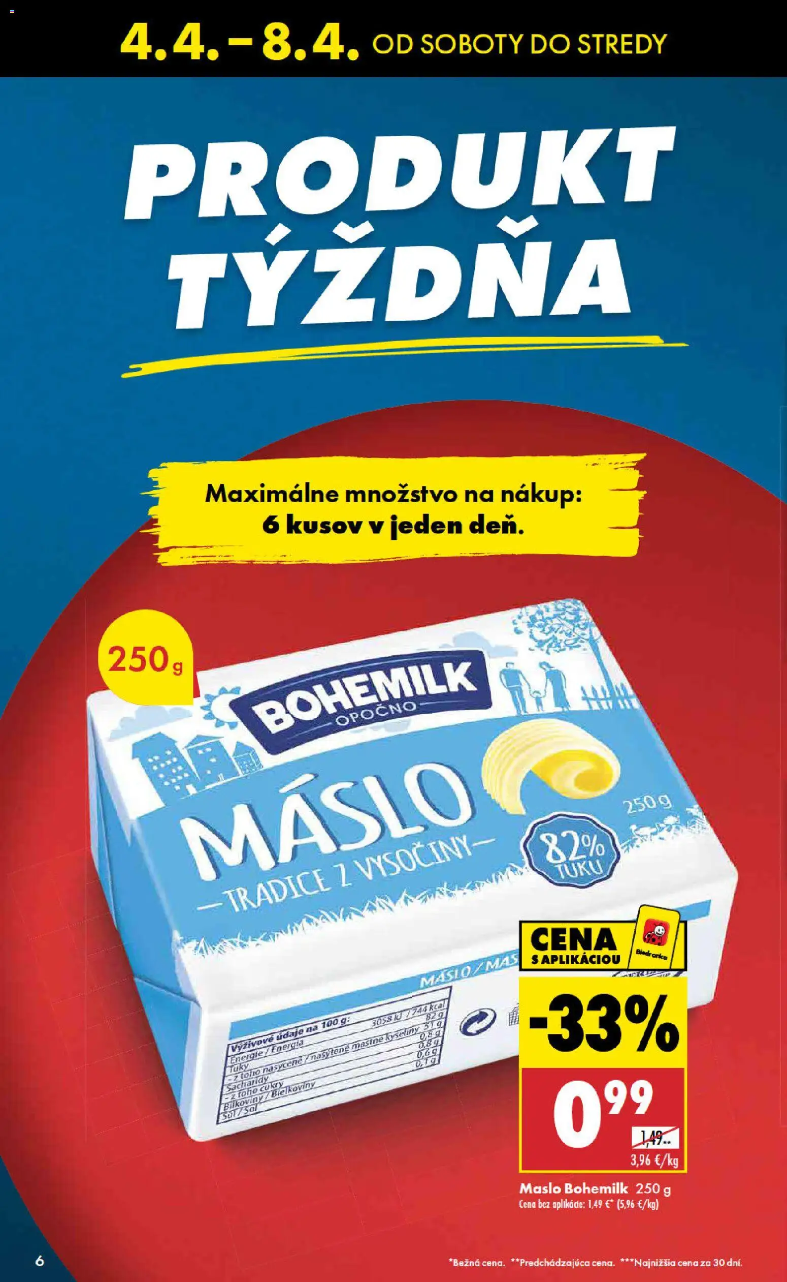 Nové Biedronka akcie – leták je platný od 04.04.2026 | Strana: 6 | Produkty: Maslo, Šál