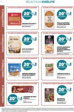 Super U - Prévisualisation de Super U - Ma Sélection Carte U Octobre valide à partir de 20.10.2025 | Page: 4 | Produits: Poitrine de porc, Farine, Volaille, Sucre de canne
