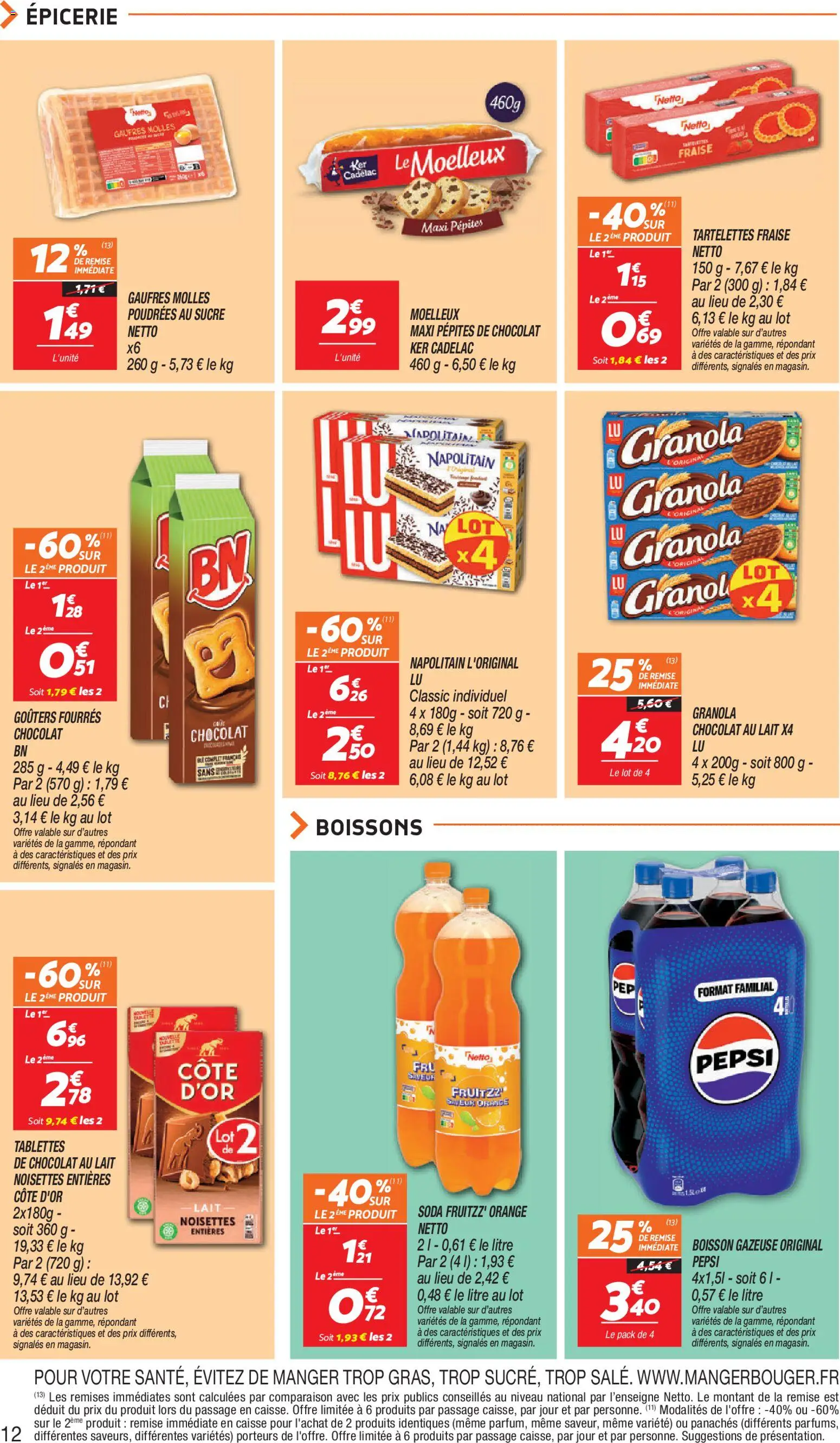 {H1} | Page: 12 | Produits: Fraise, Orange, Chocolat, Gaufres