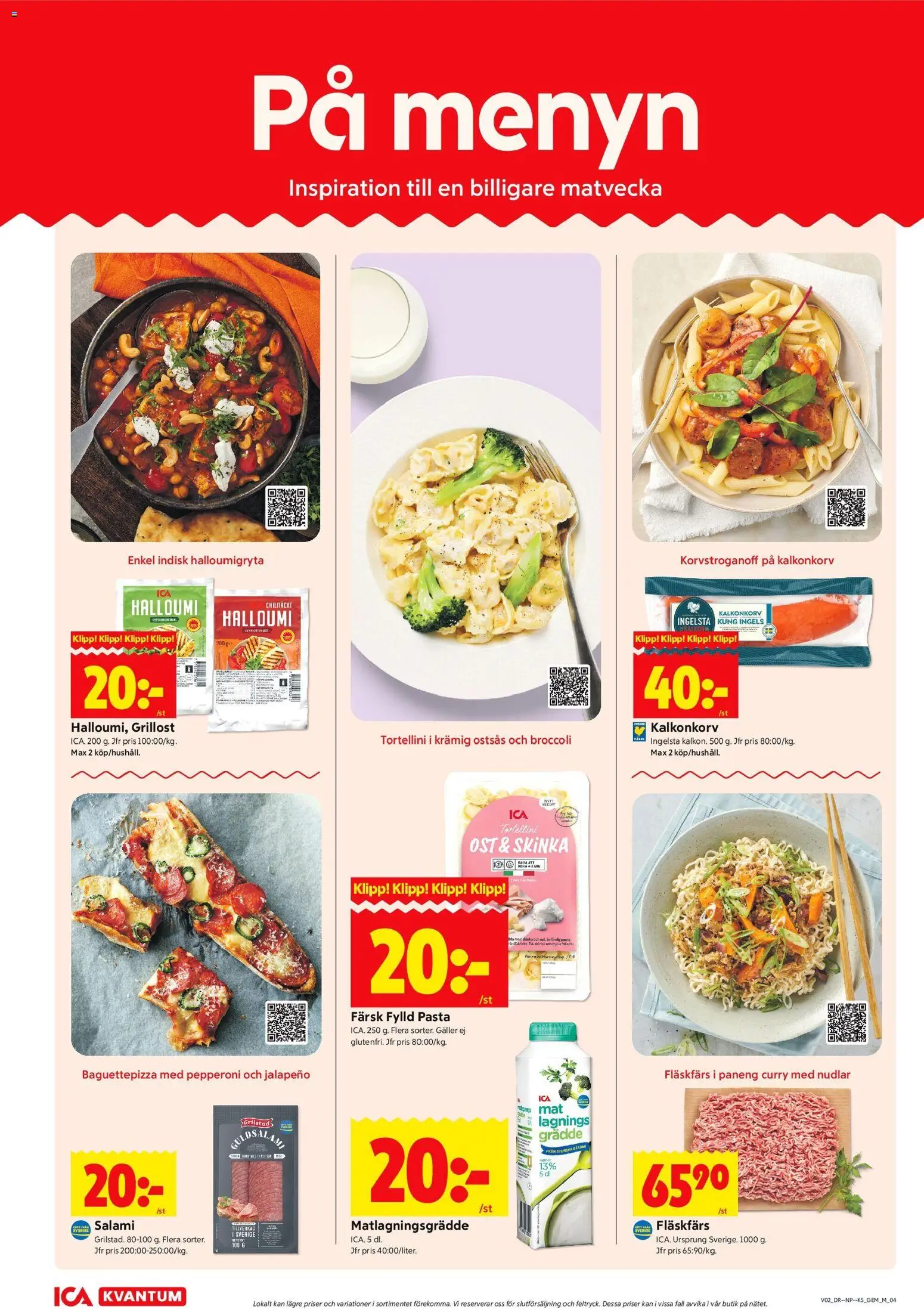 ICA Kvantum reklamblad aktuell från 05.01.2026 | Sida: 4 | Produkter: Grillost, Salami, Pasta, Grädde