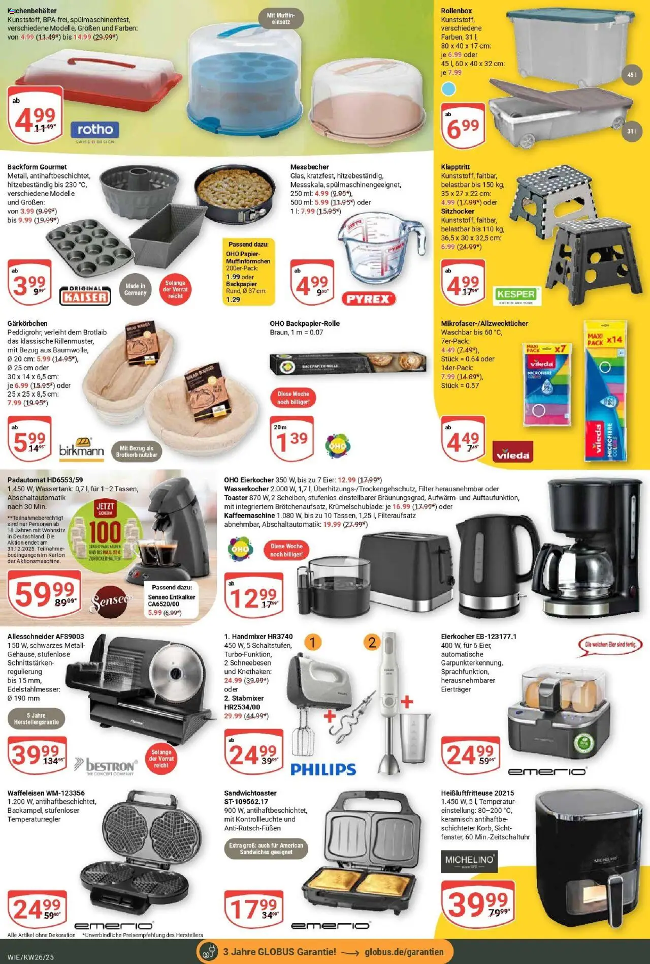 Globus prospekt Waghäusel	 - gültig ab dem 22.06.2025 | Seite: 16 | Produkte: Kaffeemaschine, Toaster, Waffeleisen, Stabmixer