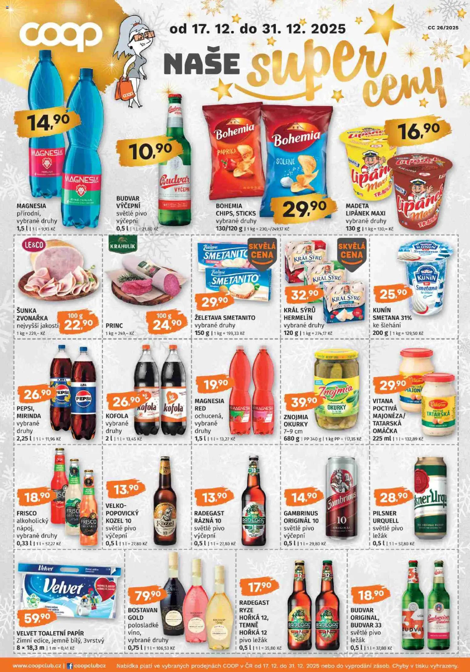Konzum leták od 17.12.2025 | Strana: 11 | Produkty: Pivo, Okurky, Hermelín, Radegast