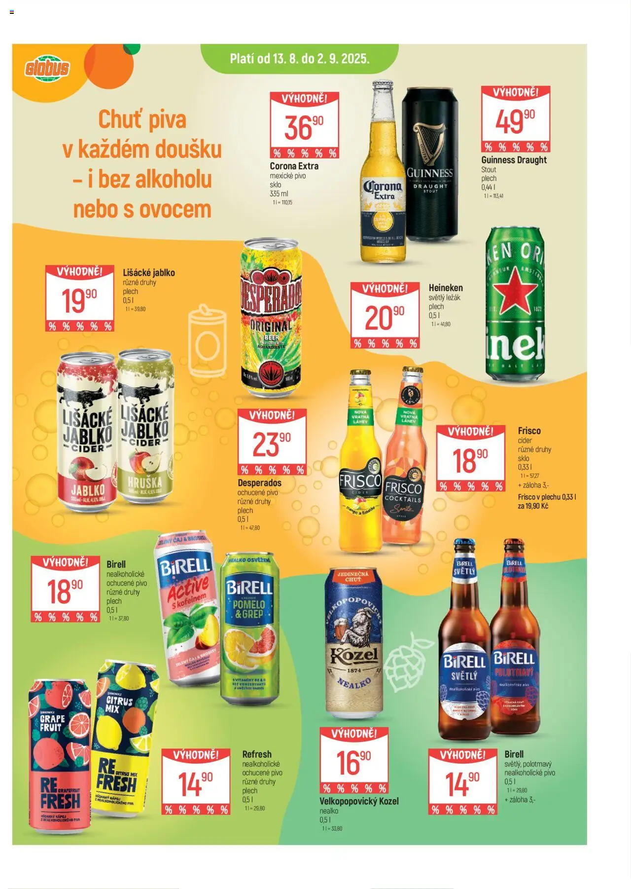 Globus leták - Olomouc od 13.08.2025 | Strana: 18 | Produkty: Pivo, Čaj, Kozel, Lišácké jablko
