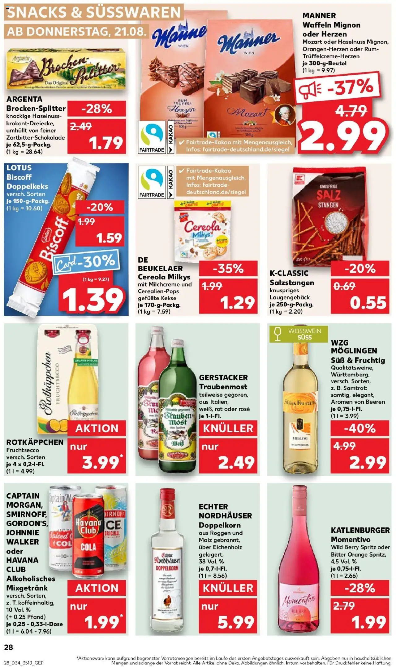 Kaufland prospekt Schmalkalden	 - gültig ab dem 21.08.2025 | Seite: 28 | Produkte: Havana club, Cola, Rum, Kekse