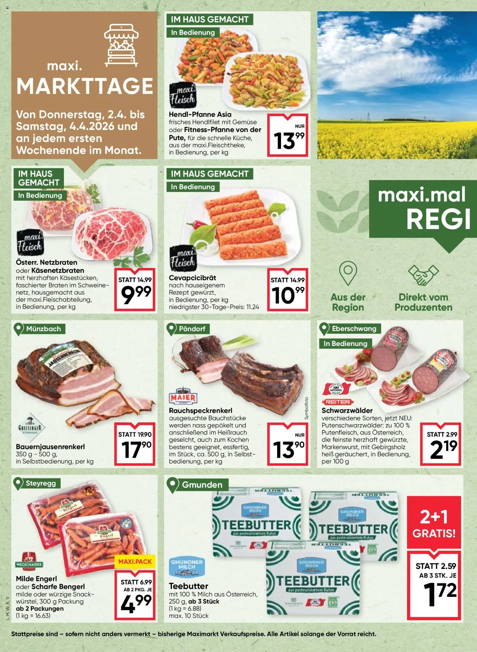 Maximarkt Flugblatt gültig ab 31.03.2026 | Seite: 4 | Produkte: Gemüse, Milch
