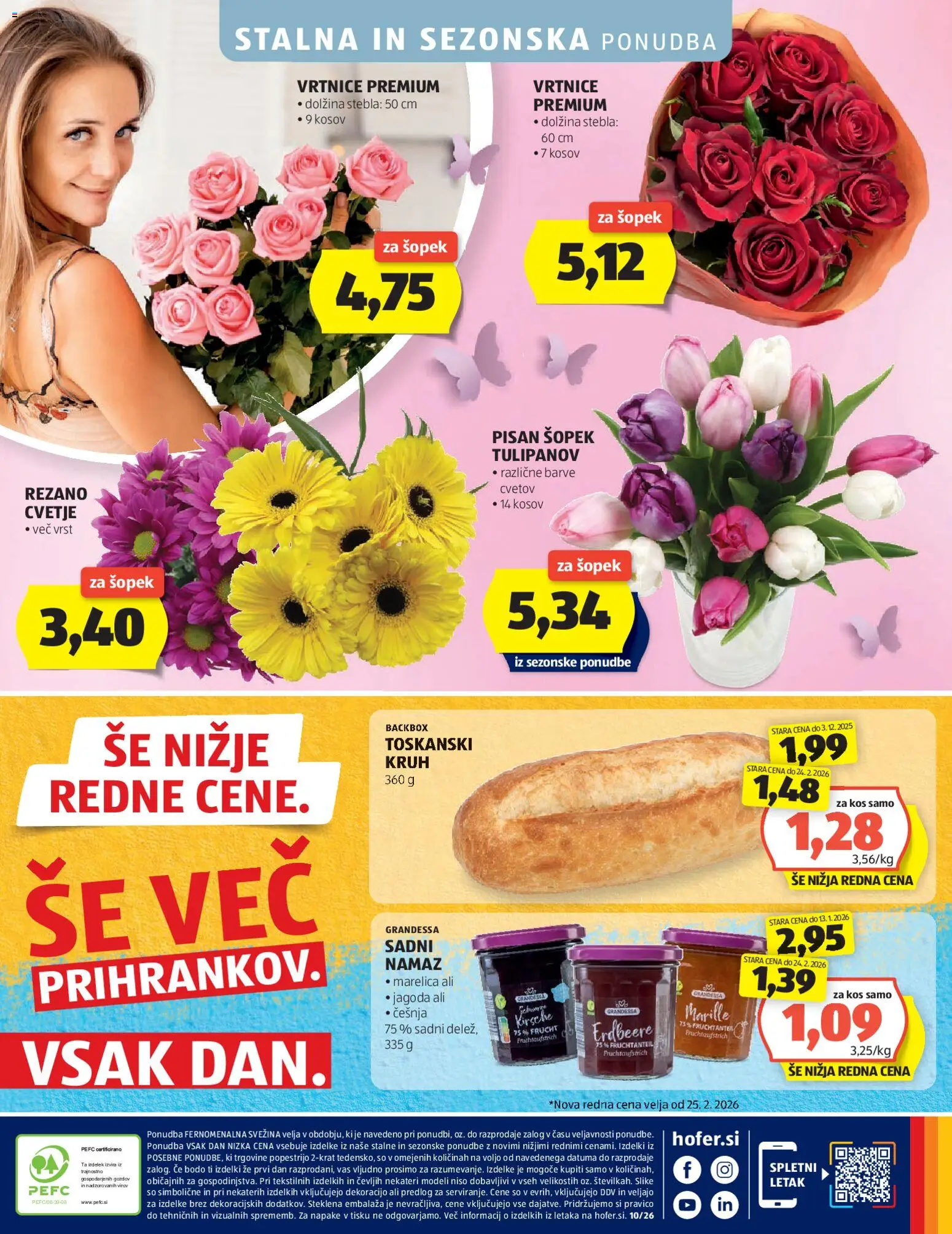 Novi Hofer katalog ponudbe – veljaven od 25.02.2026 | Stran: 28 | Izdelki: Šopek, Namaz, Kos, Kruh
