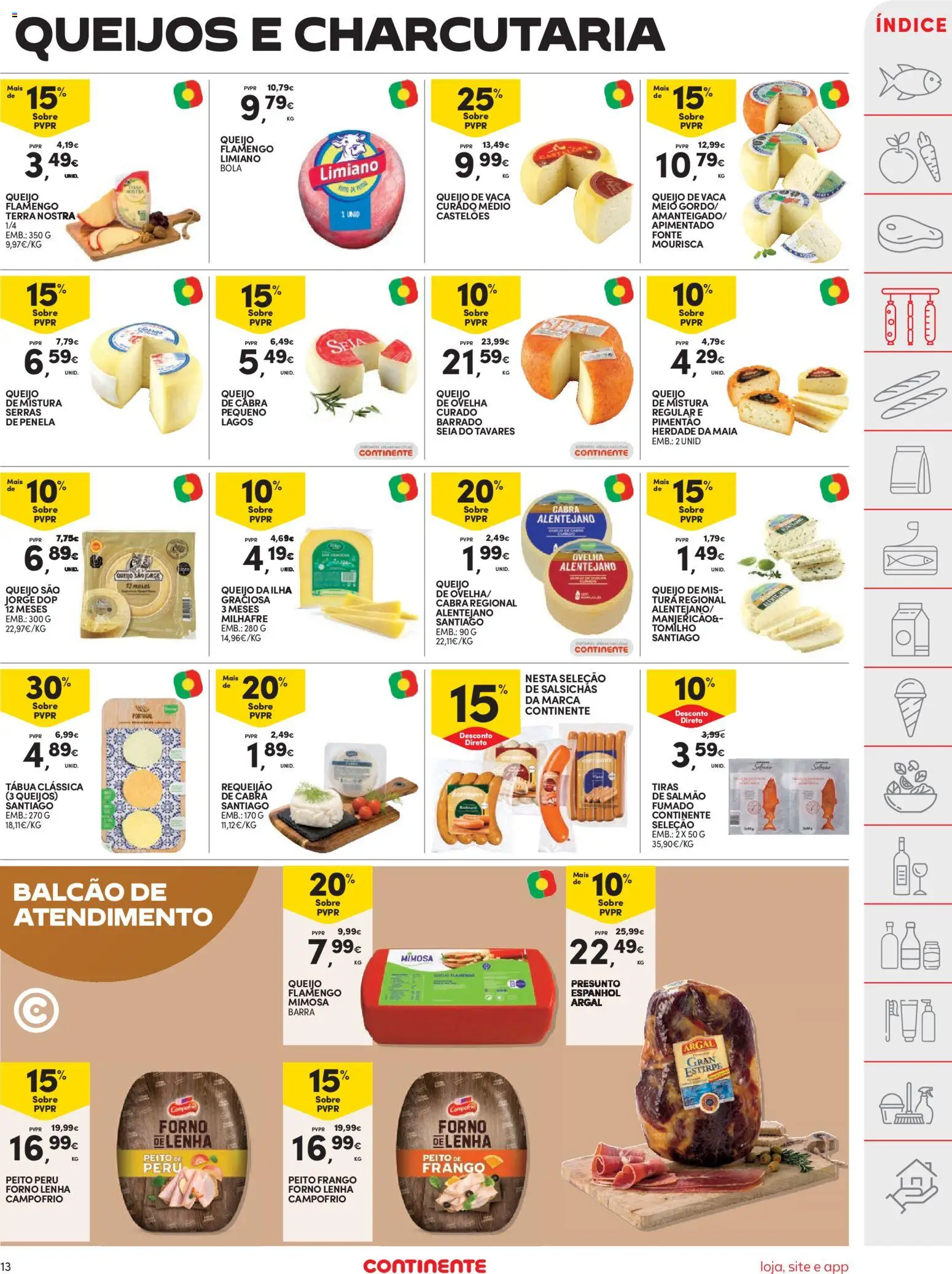 Continente folheto │ válido de 14.04.2026 | Página: 13 | Produtos: Peito de frango, Frango, Peru, Salmão