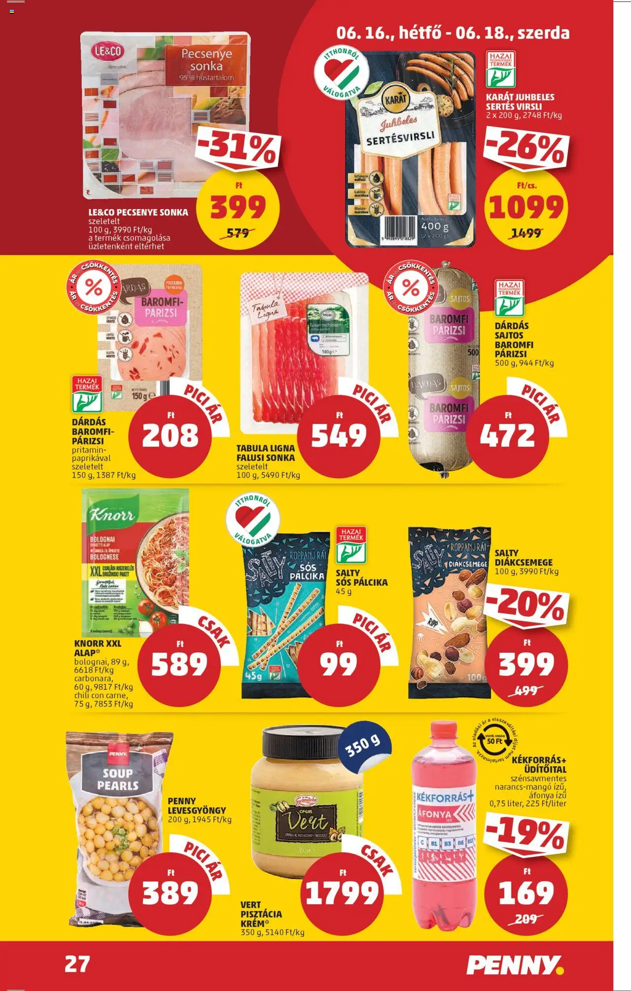 PENNY akciós ujság - amely érvényes a következő dátumtól: 12.06.2025 | Oldal: 31 | Termékek: Virsli, Spagetti, Pisztácia, Párizsi
