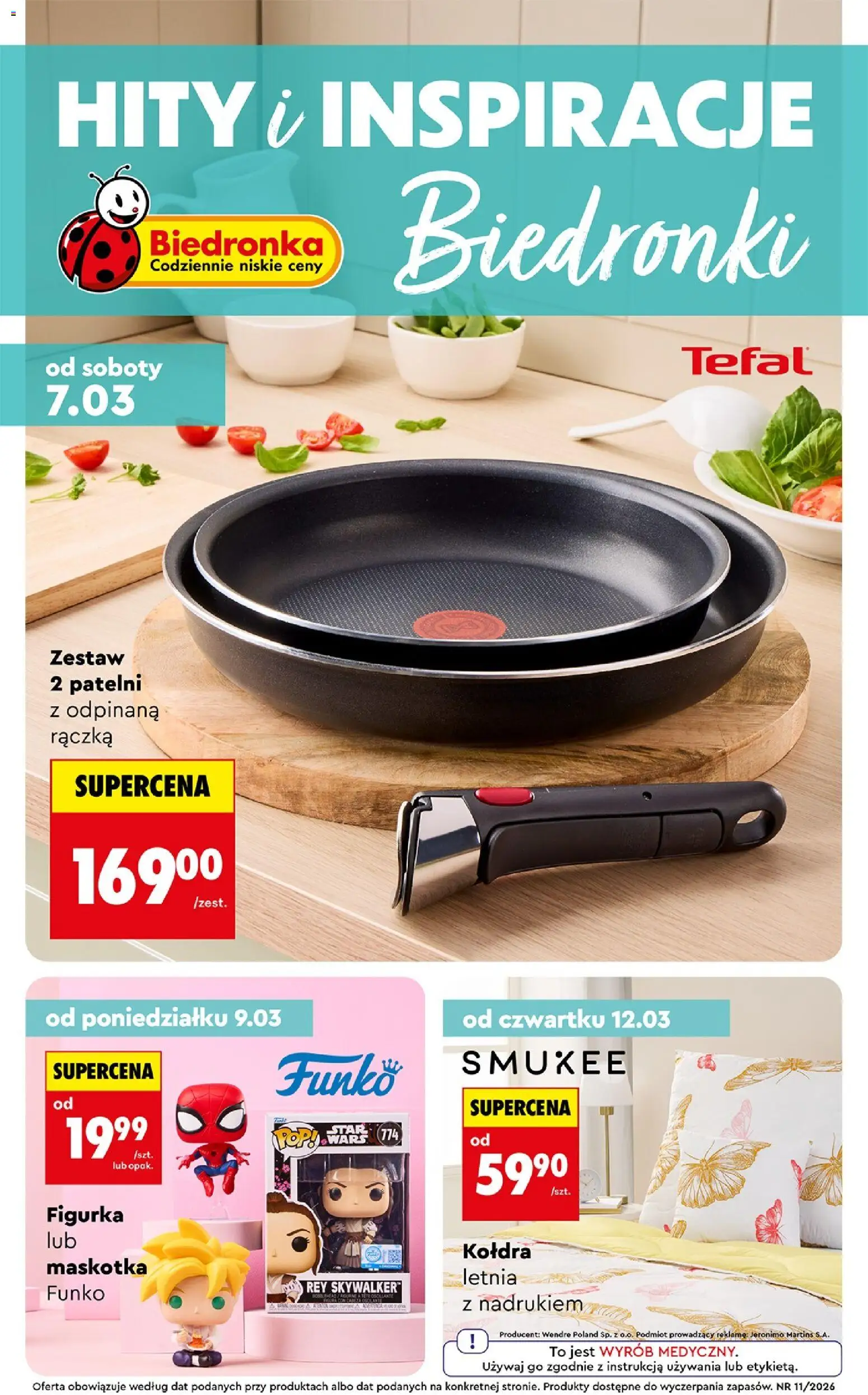 Biedronka gazetka - Hity i inspiracje od 07.03.2026 | Strona: 1 | Produkty: Kołdra, Tefal