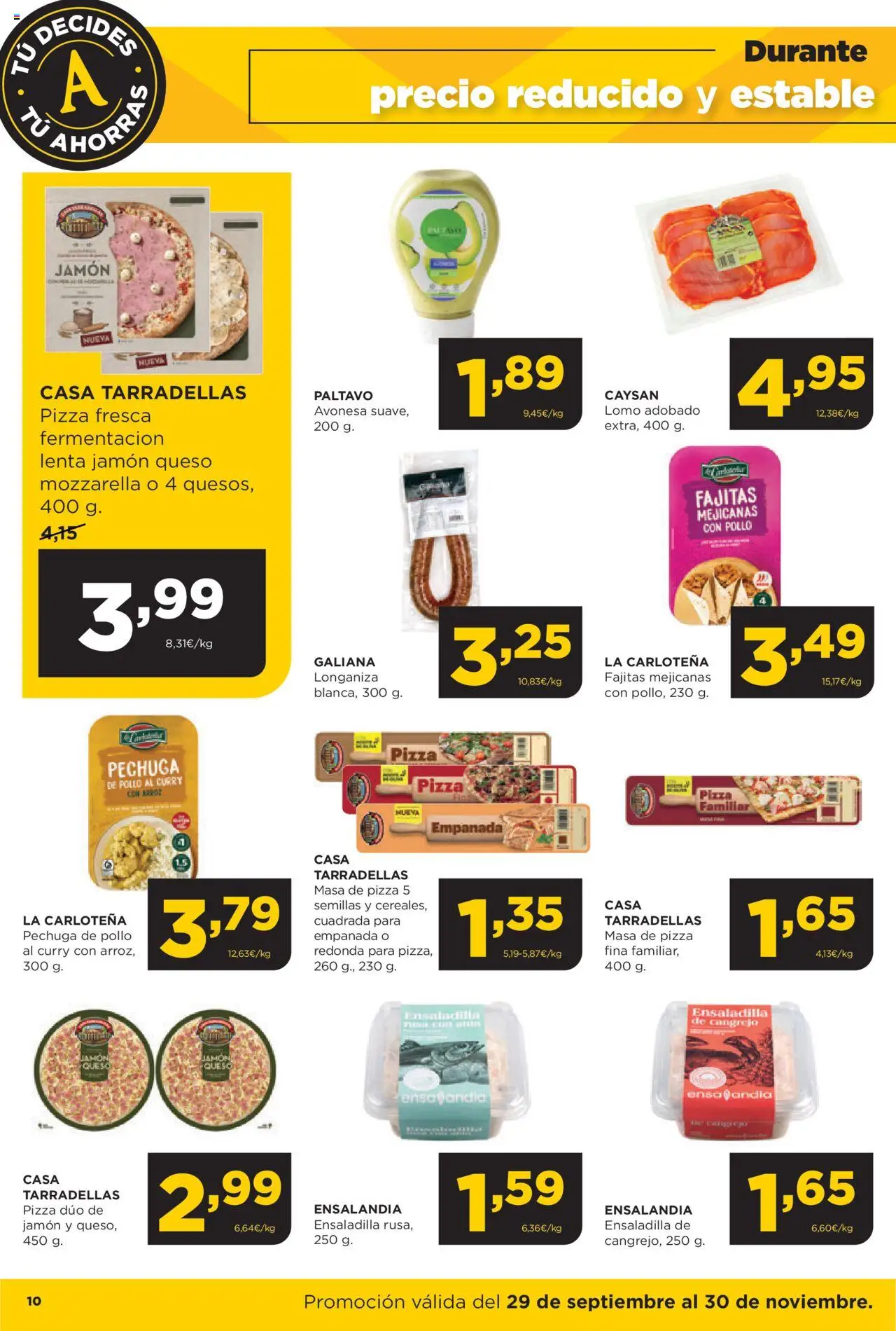 Alimerka folleto │ válido desde el 29.09.2025 | Página: 10 | Productos: Queso, Arroz, Longaniza, Pechuga de pollo empanada