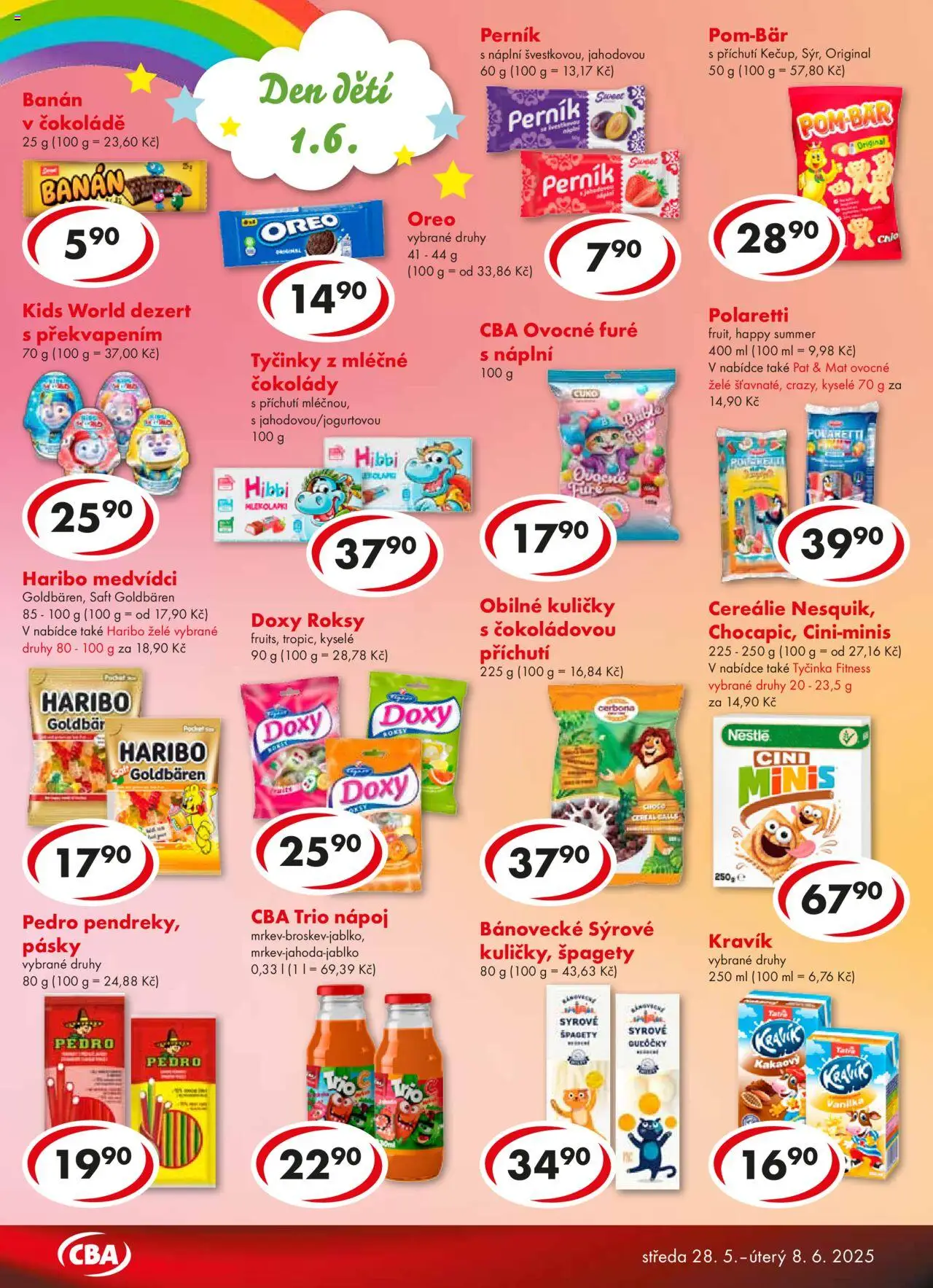 CBA leták od 28.05.2025 | Strana: 6 | Produkty: Haribo, Cereálie, Špagety, Oreo