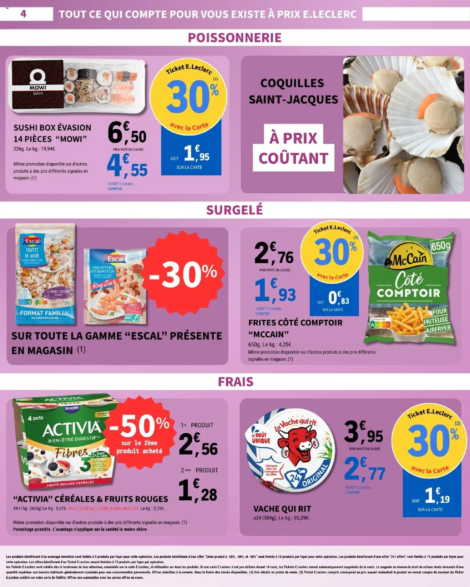 {H1} | Page: 4 | Produits: Sushi box, Coquilles Saint-Jacques, Frites, Poissonnerie