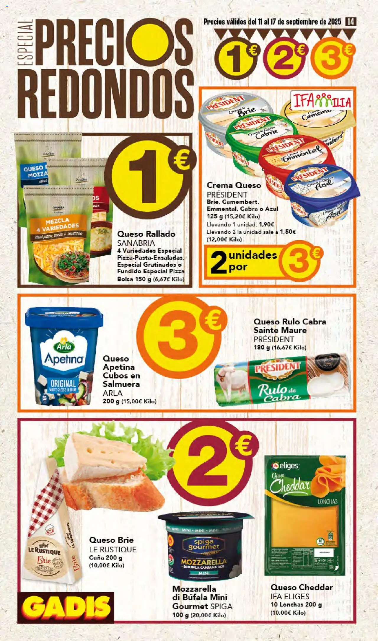 Gadis folleto │ válido desde el 11.09.2025 | Página: 14 | Productos: Queso, Queso rallado, Bolsa, Cuna