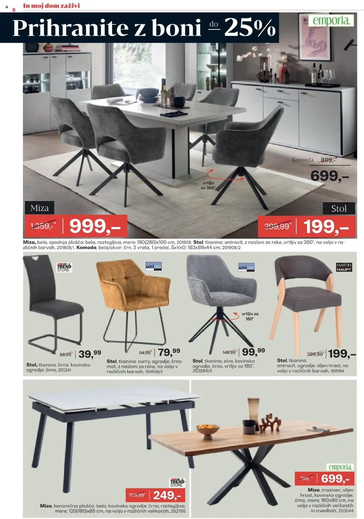 Rutar katalog │ velja od 20.08.2025 | Stran: 8 | Izdelki: Komoda, Miza, Stol
